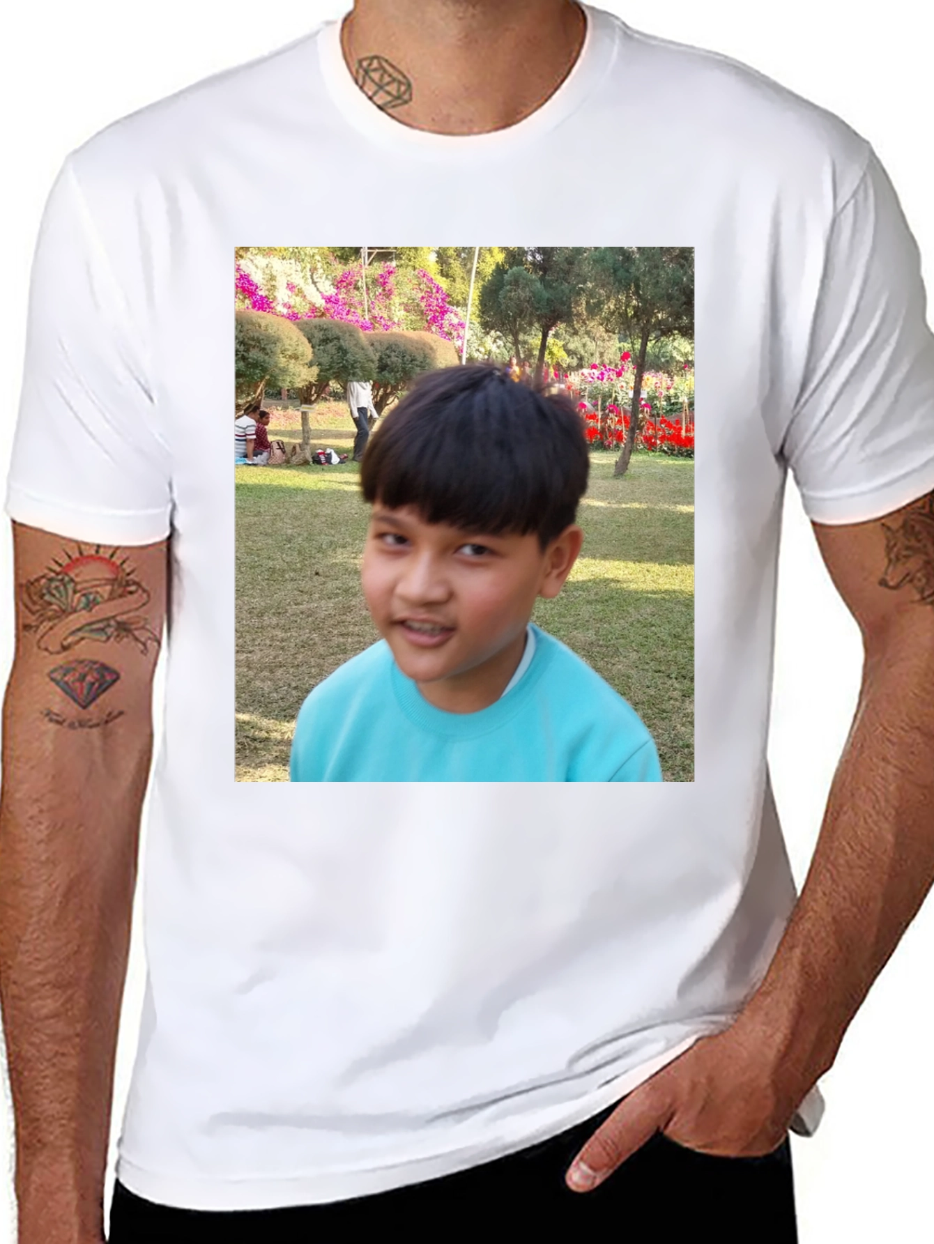 Custom Photo Print Black T-Shirt - 8
