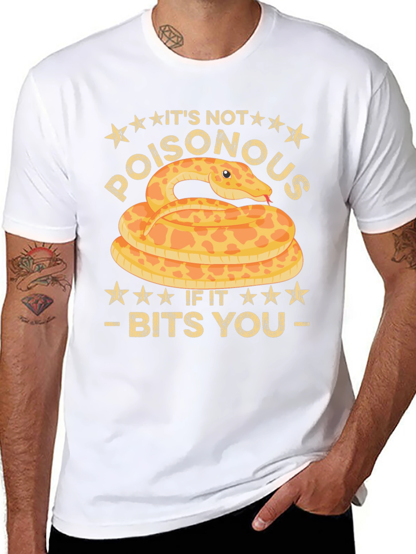 Black Funny Snake Bites T-Shirt - It's Not Poisonous view 8