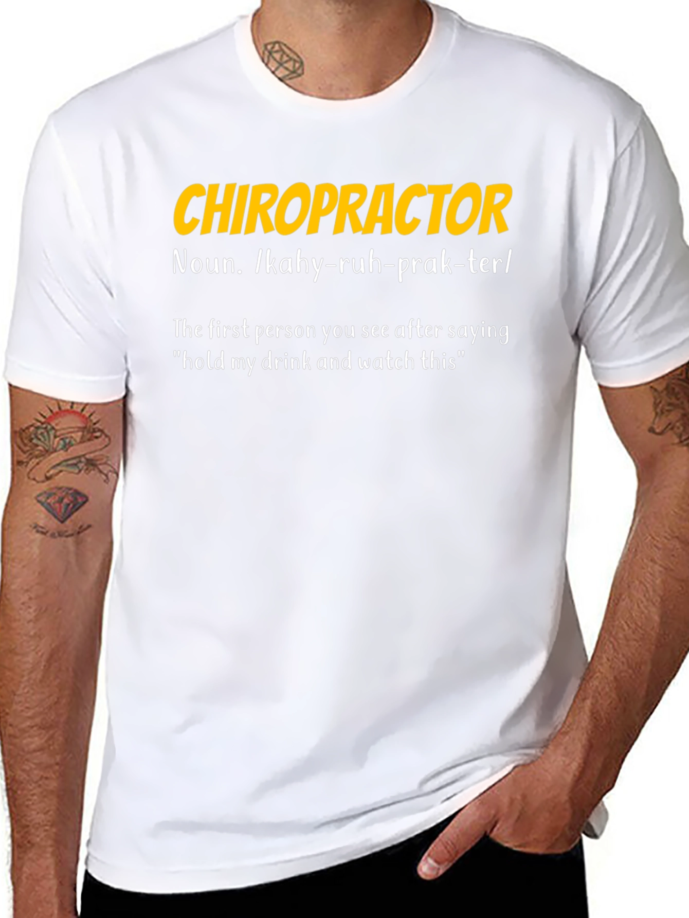 Black Chiropractor Definition Graphic T-Shirt view 8