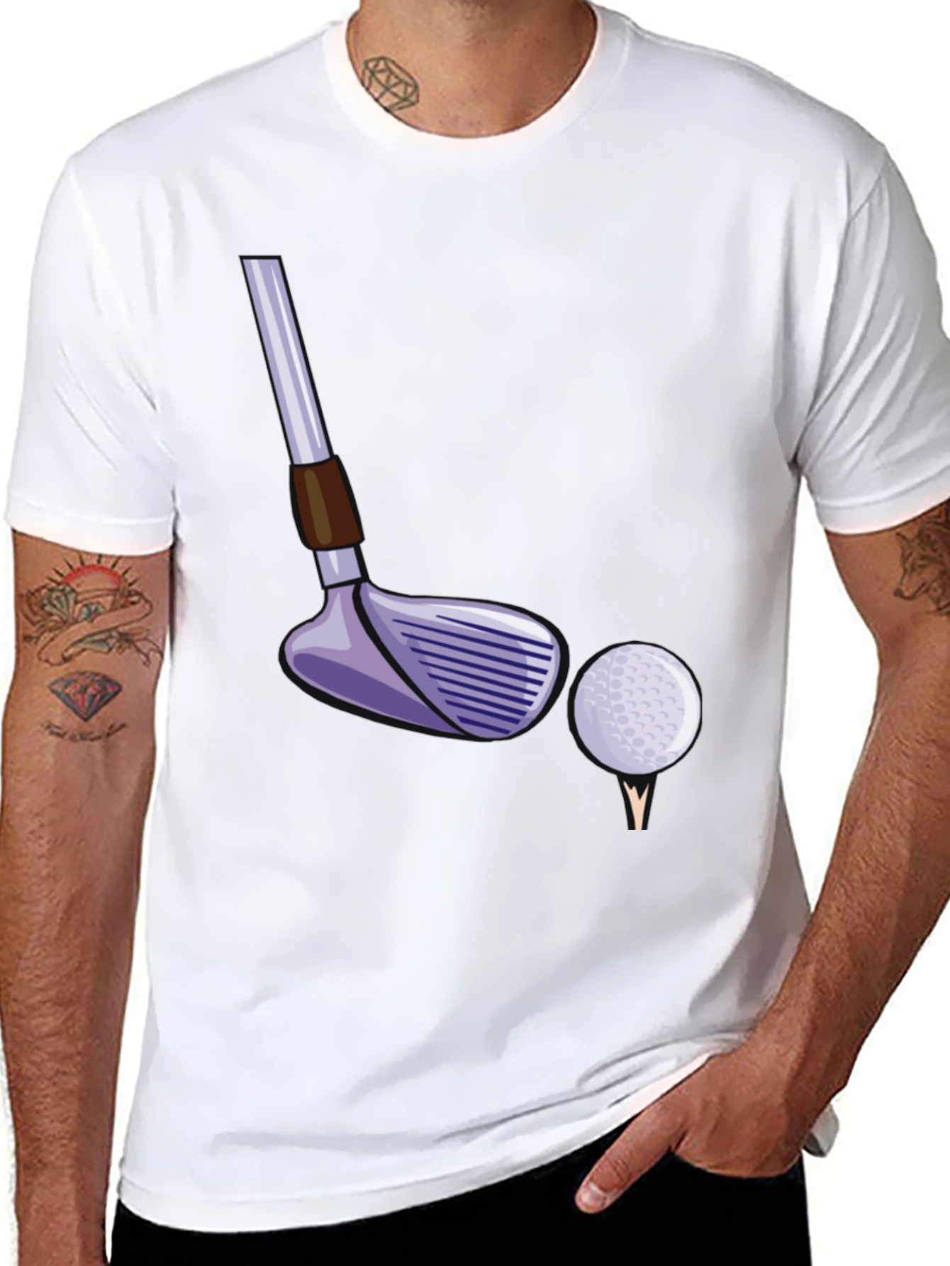 Black Golf Club and Ball T-Shirt - Black Tee view 8