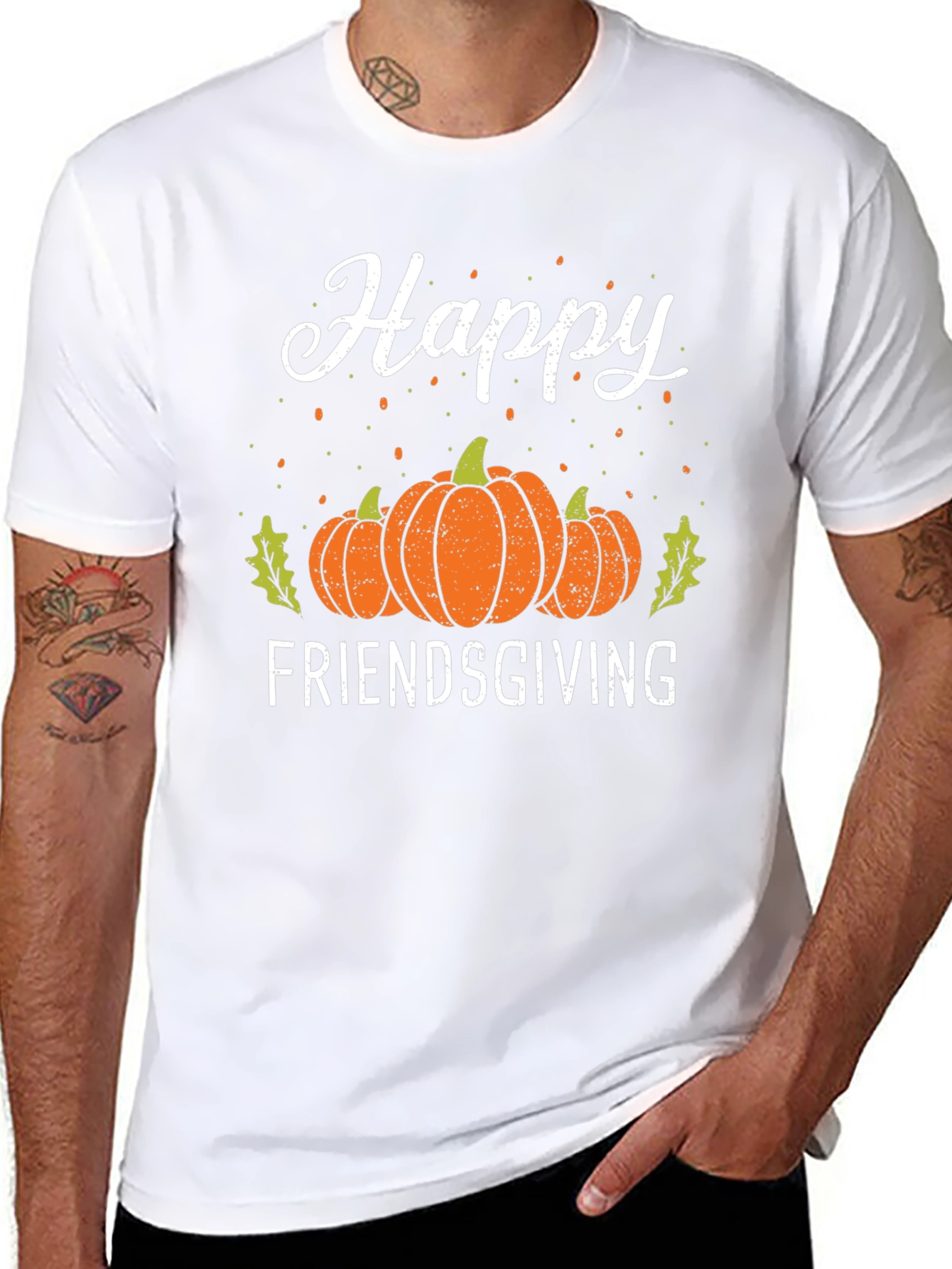 Black Happy Friendsgiving T-Shirt | Fall Harvest Pumpkin Tee view 8