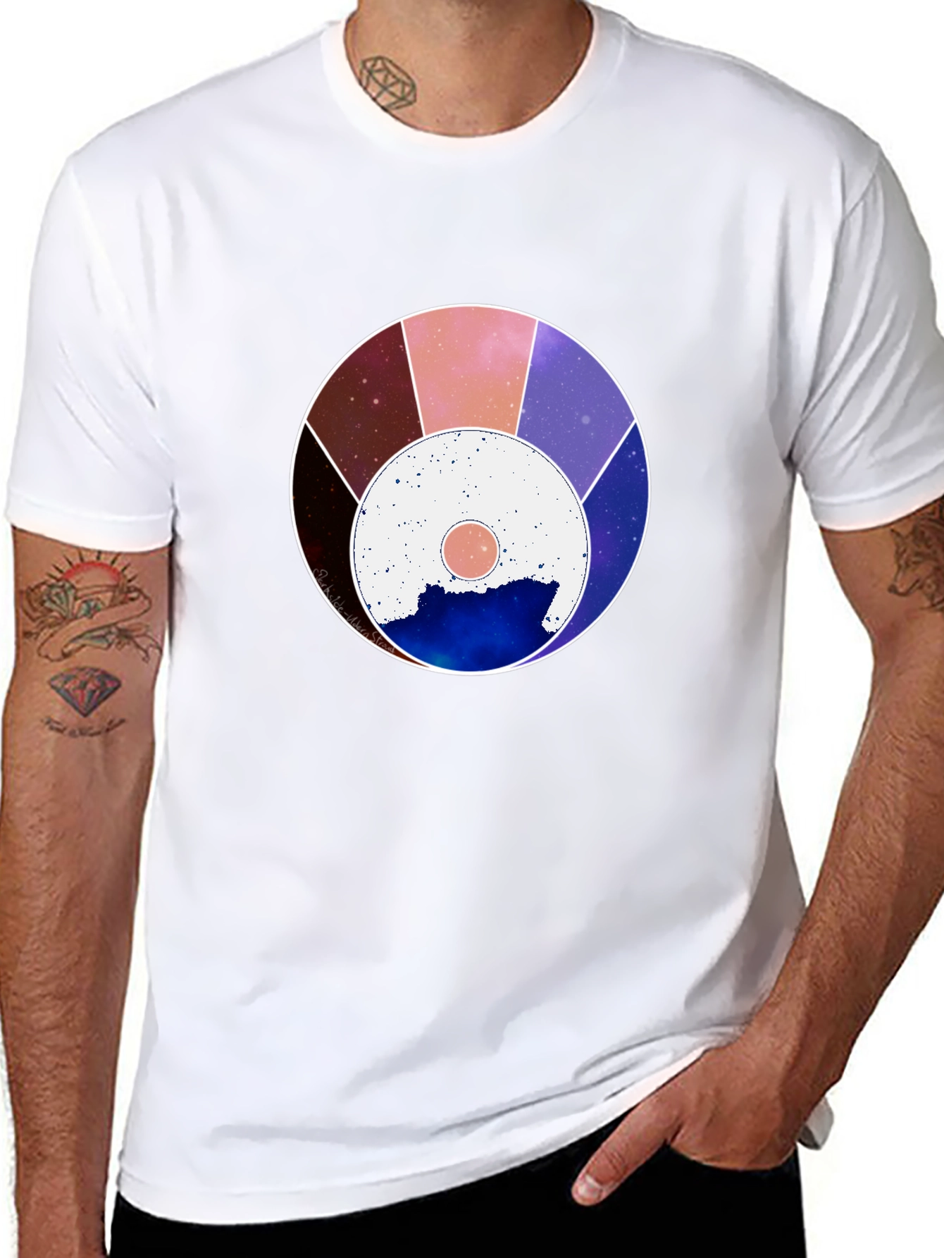 Black Cosmic Wheel Graphic Black Tee - Unisex view 8