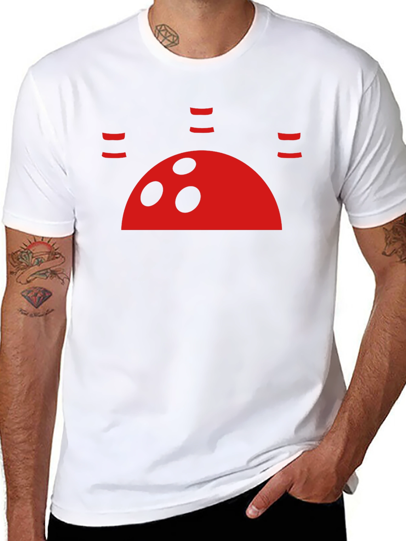 Black Red Bowling Ball Graphic Black T-Shirt view 8