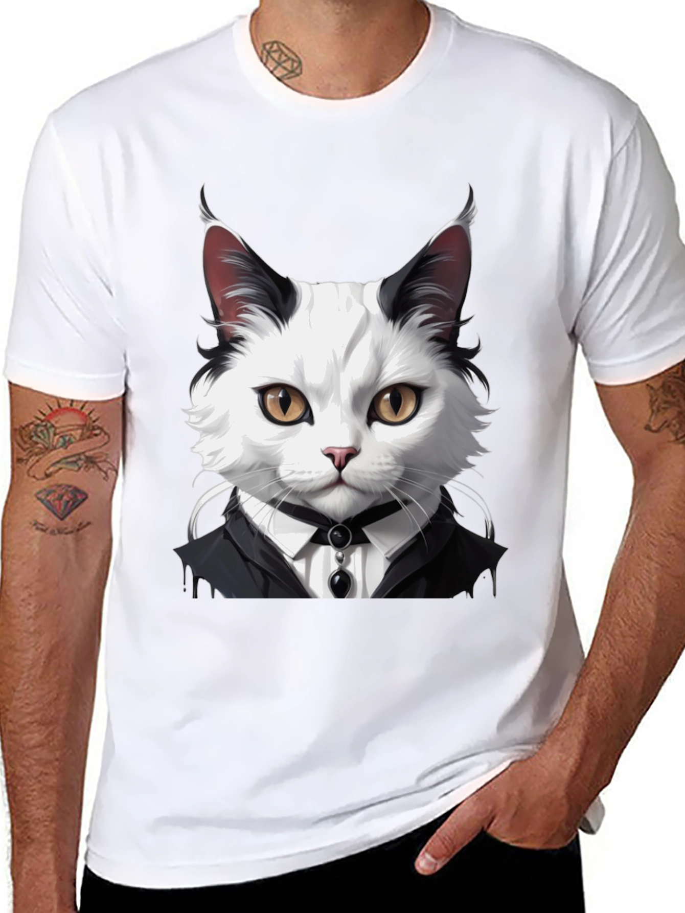 Black Cat Tuxedo T-Shirt - Cool Feline Fashion view 8