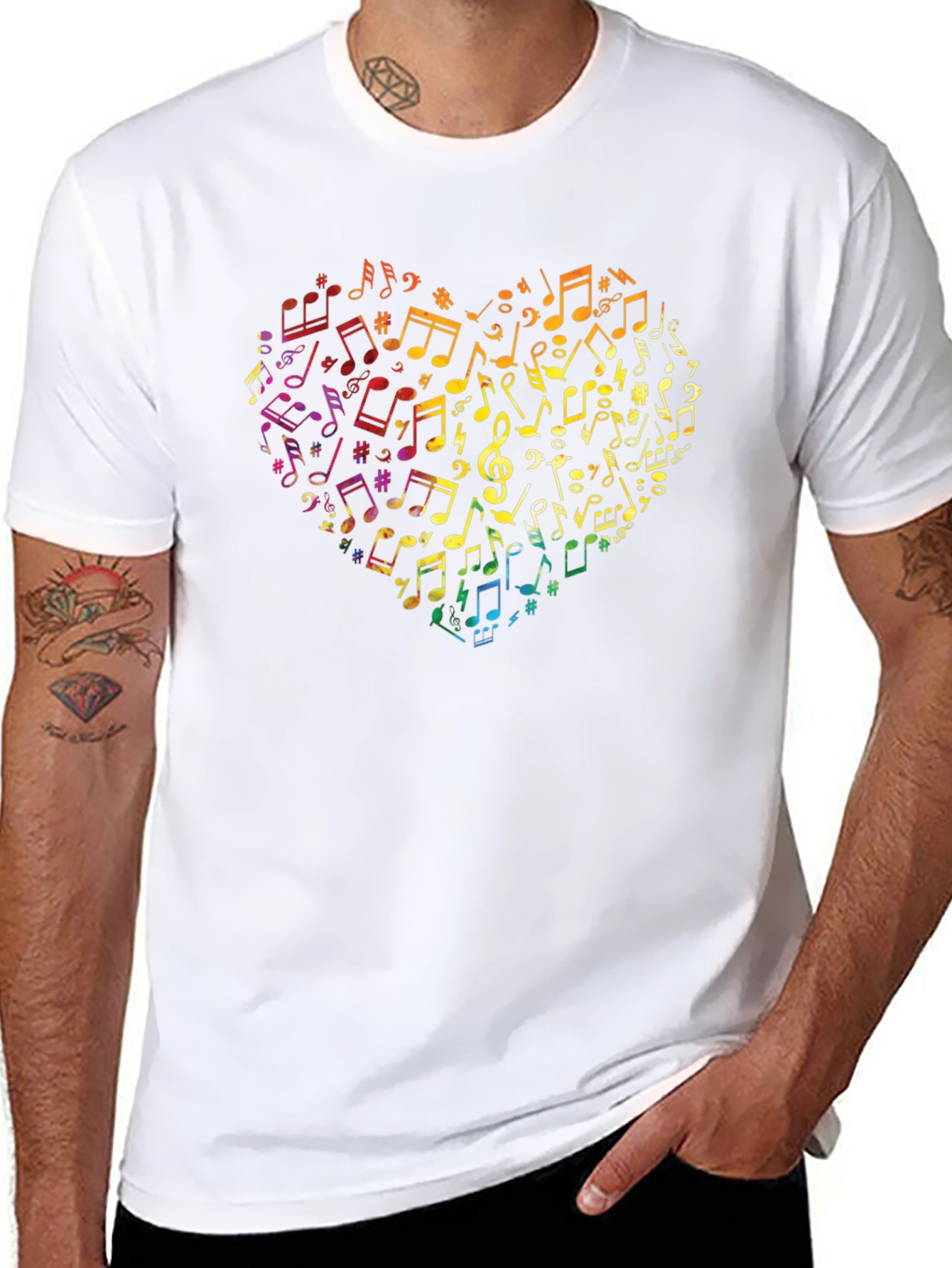 Black Music Notes Heart Graphic Tee view 8