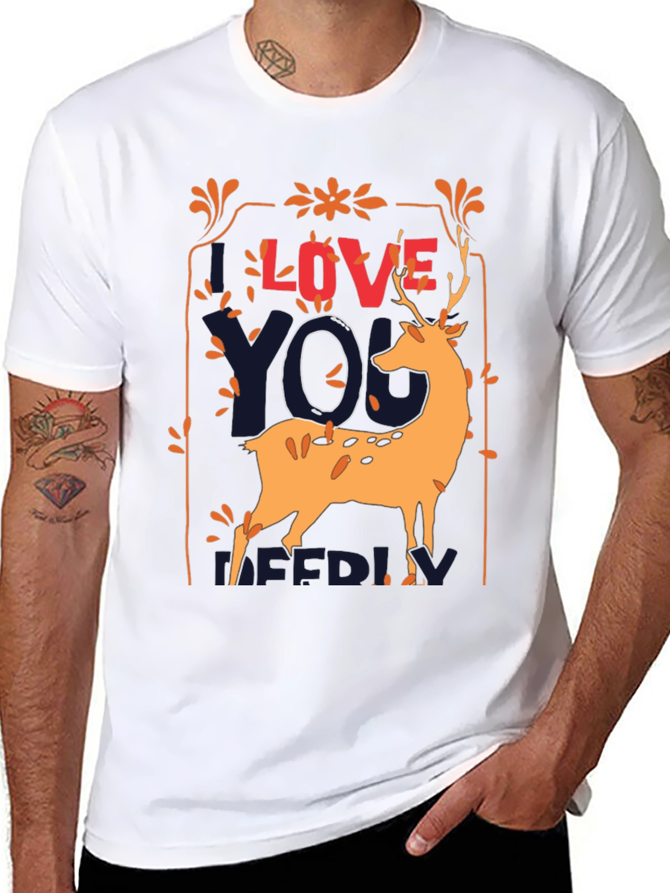 Black Love You Deerly Graphic Tee view 8