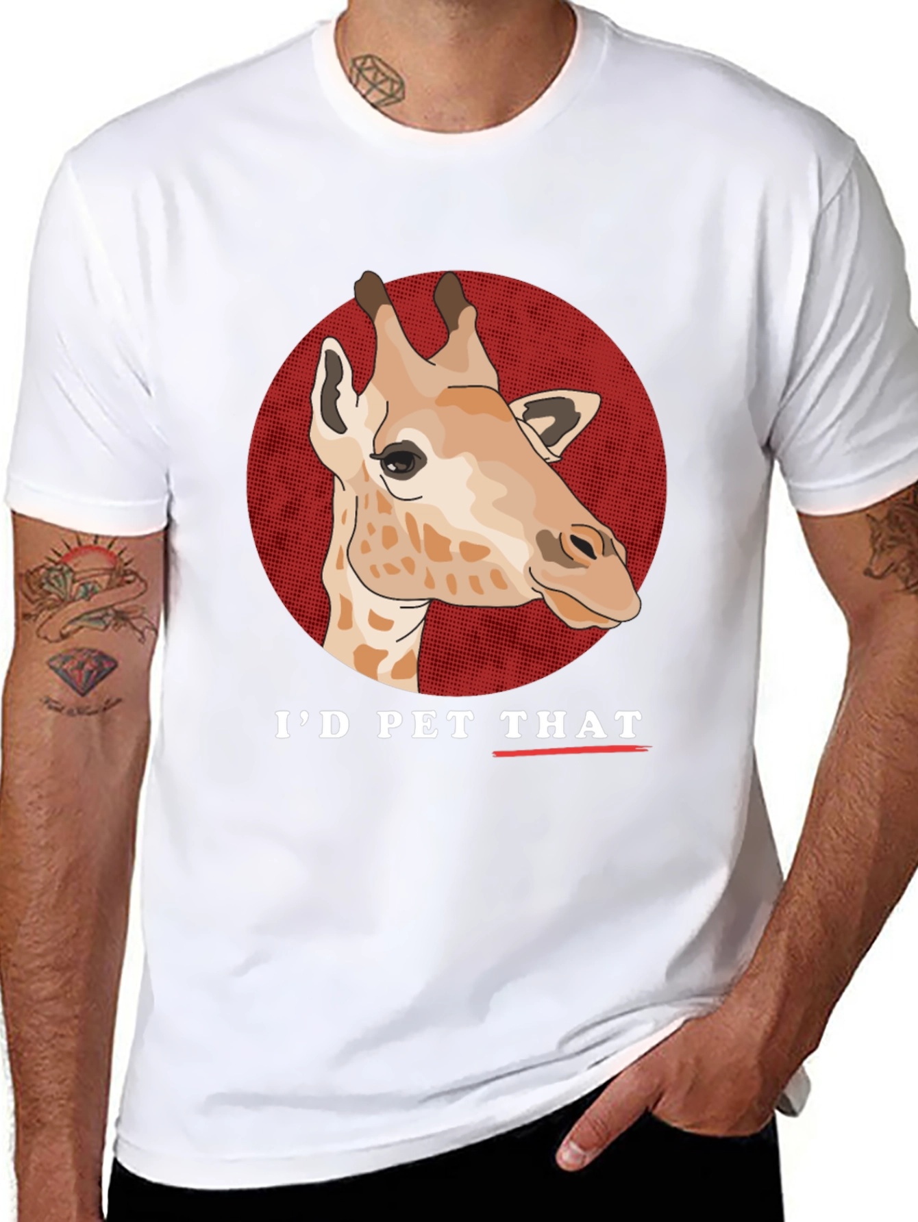 Black I'd Pet That Giraffe Graphic T-Shirt view 8