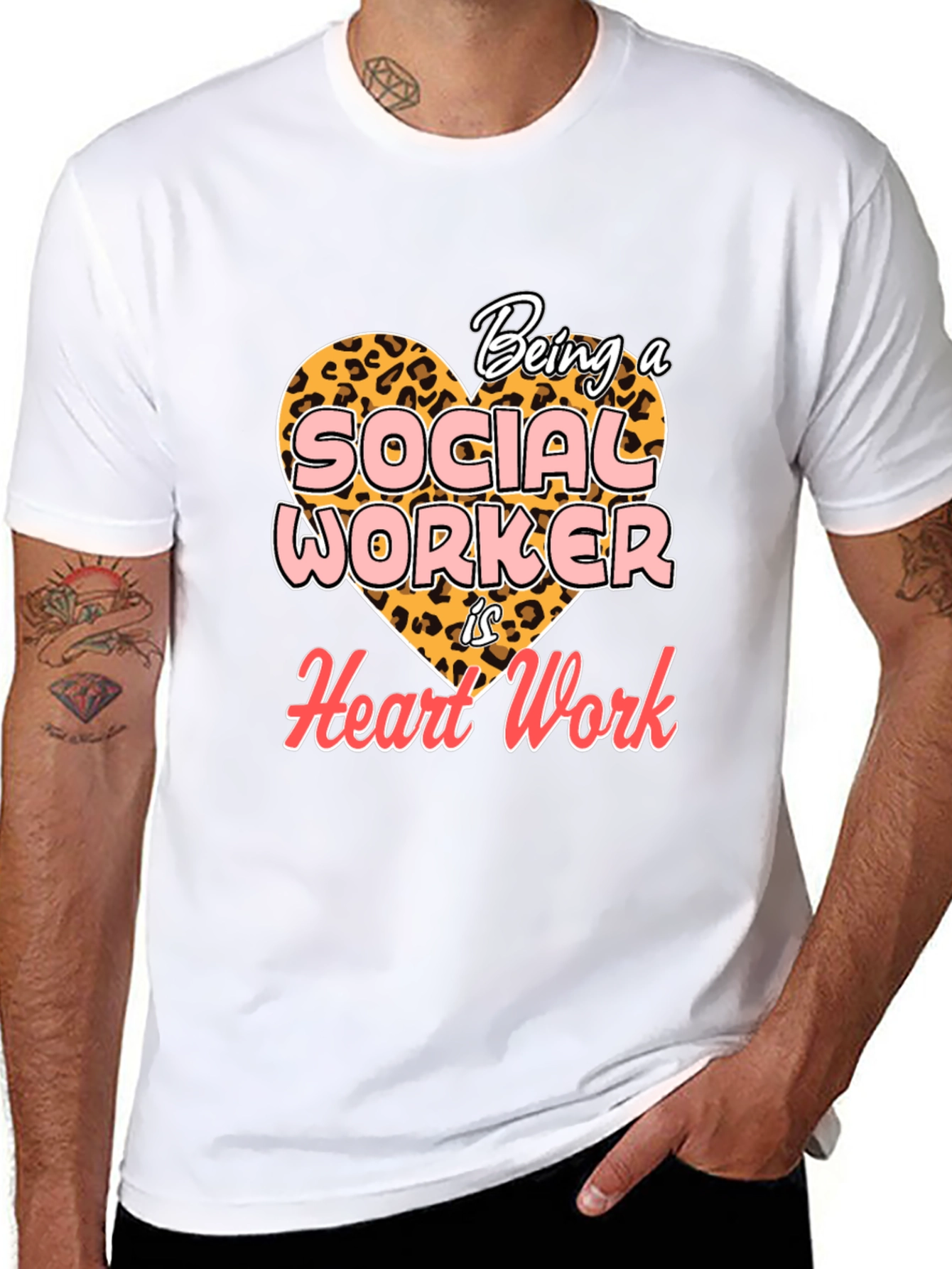 Black Social Worker Heart Work T-Shirt - Black view 8