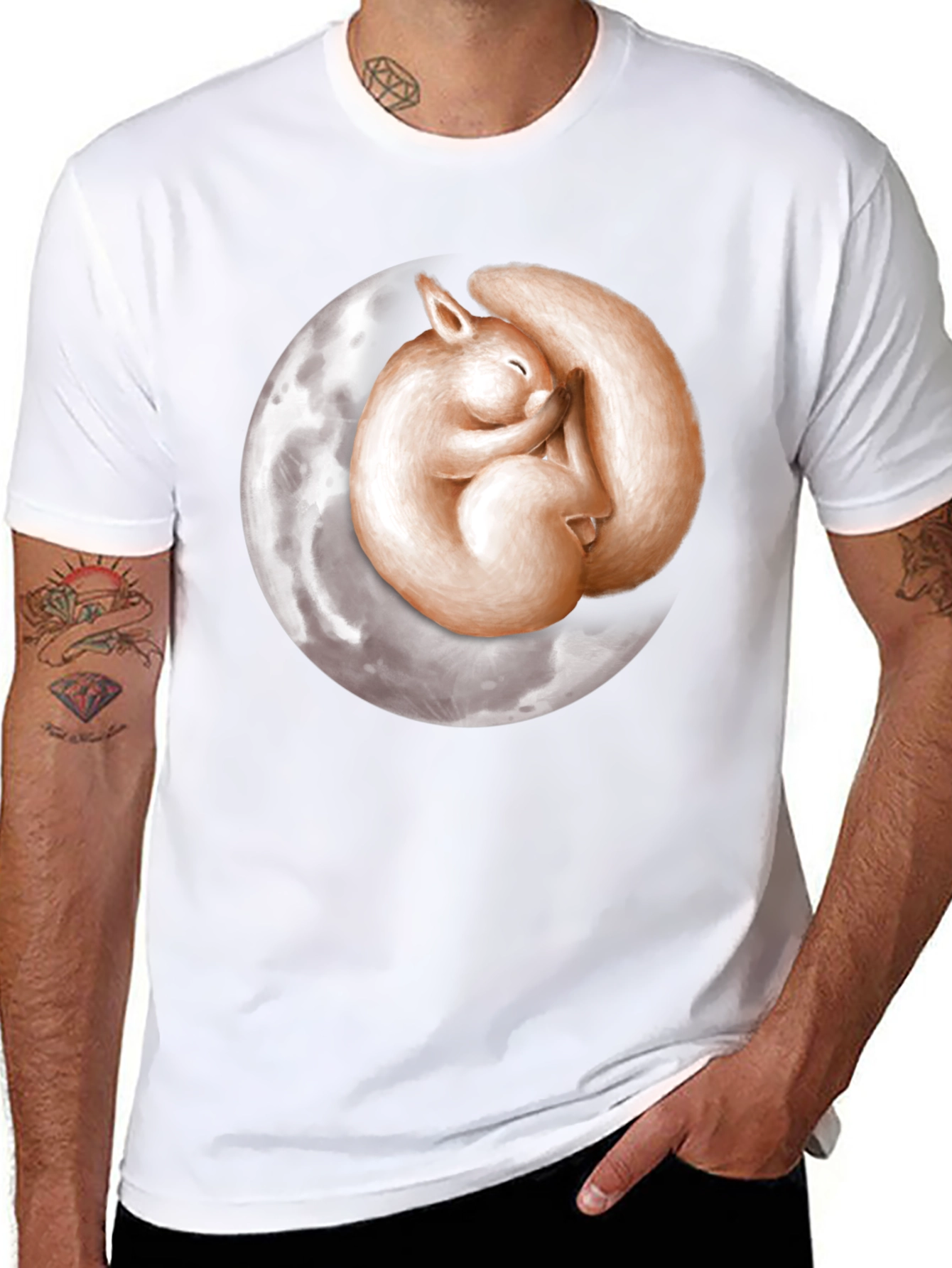 Black Dreamy Squirrel Moon Graphic T-Shirt - Black view 8