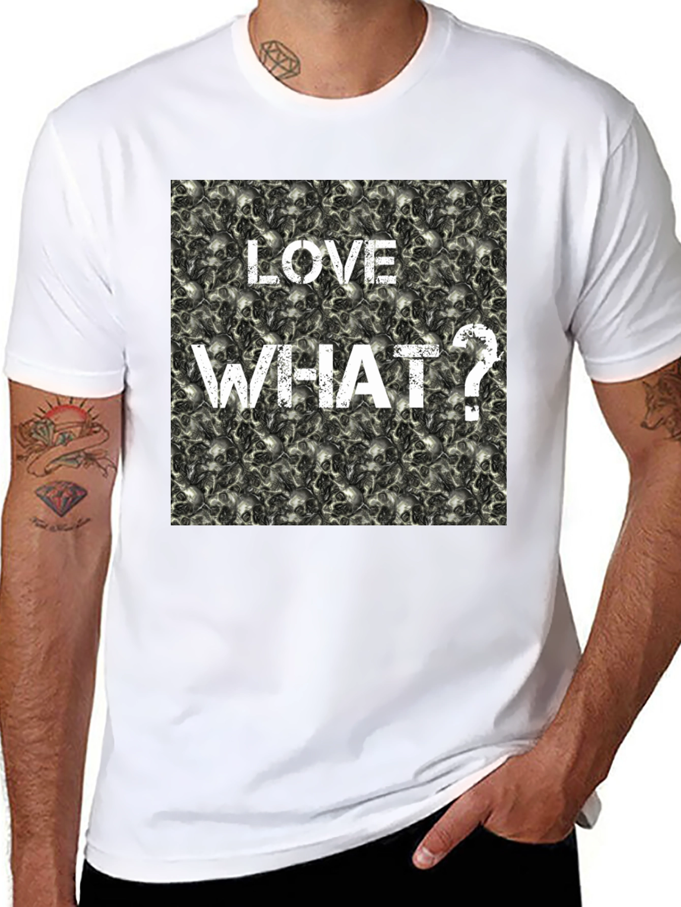 Black Love What? Skull Print Black T-Shirt view 8