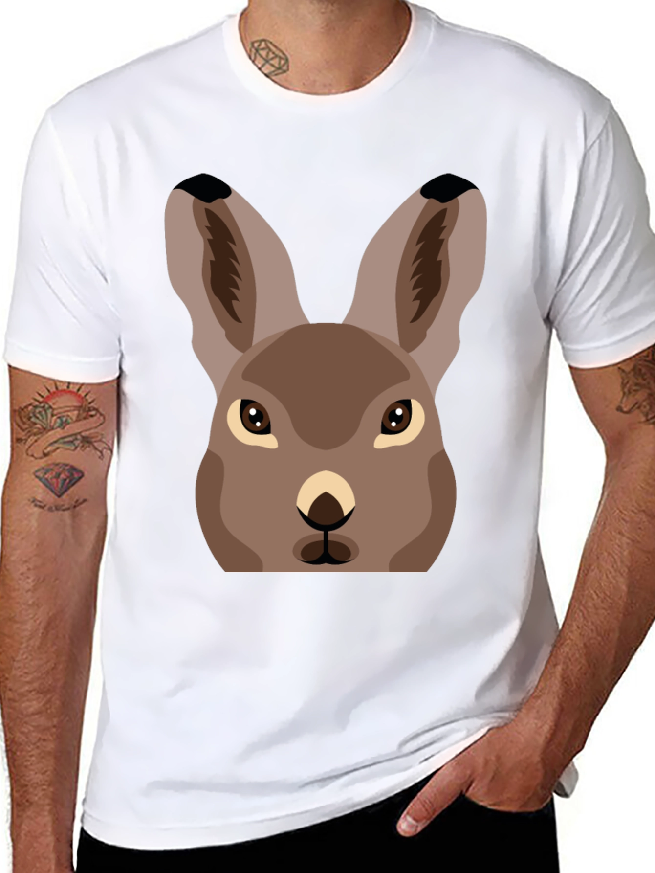 Black Hare Graphic Tee - Unisex Black T-Shirt view 8