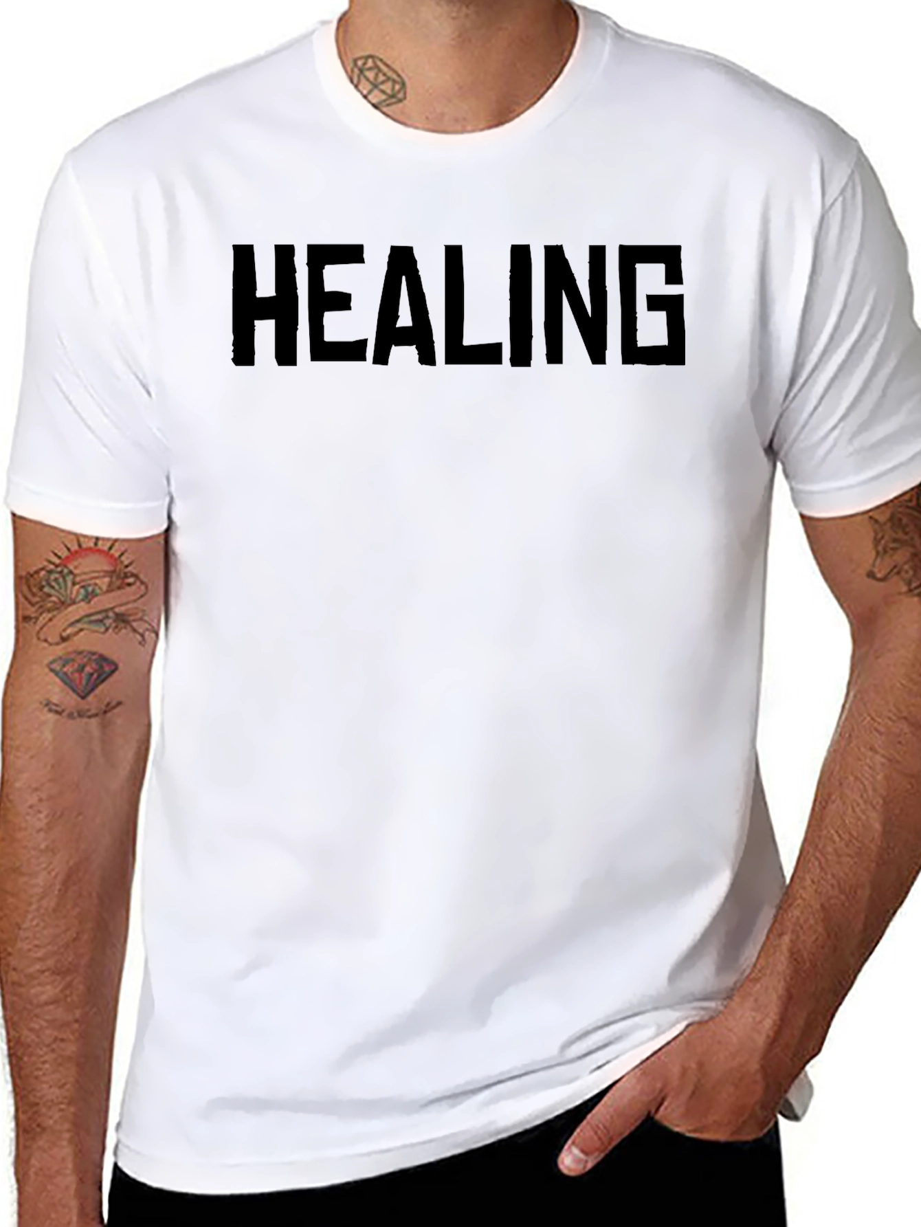 Black Healing T-Shirt - Bold Black Graphic Tee view 8