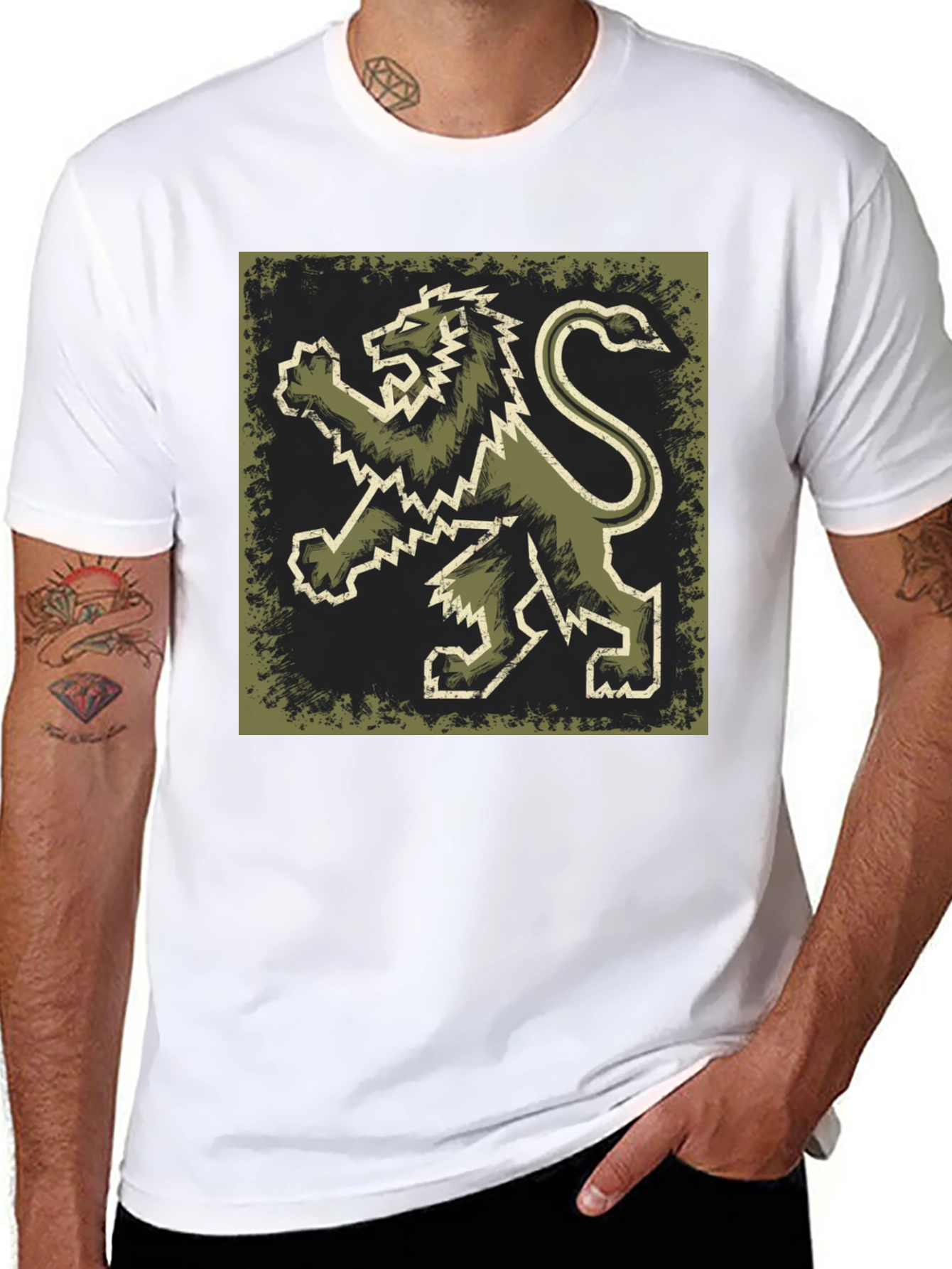 Black Lion Rampant Graphic T-Shirt - Men's Black Tee view 8