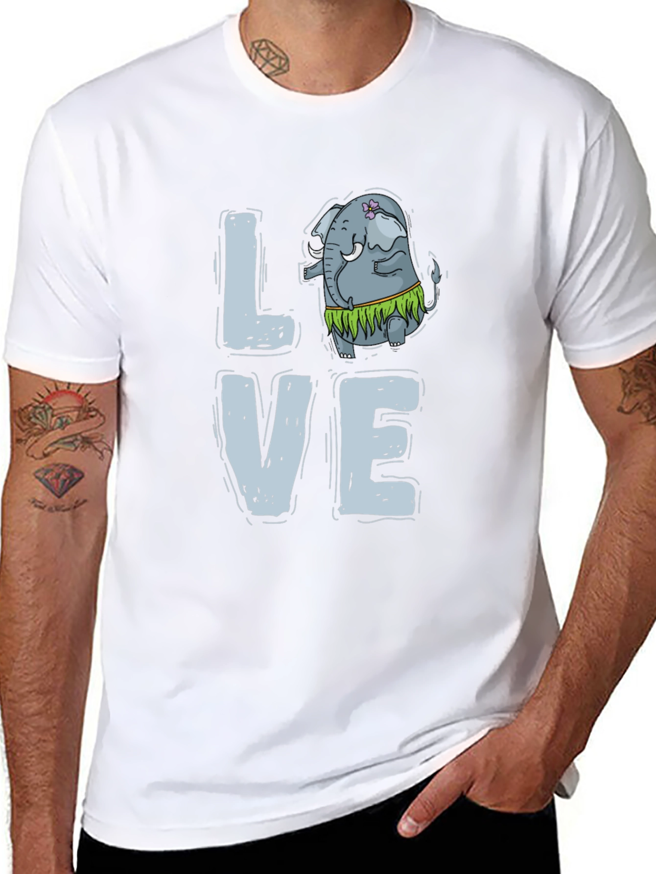 Black Love Elephant Hula Graphic Tee view 8