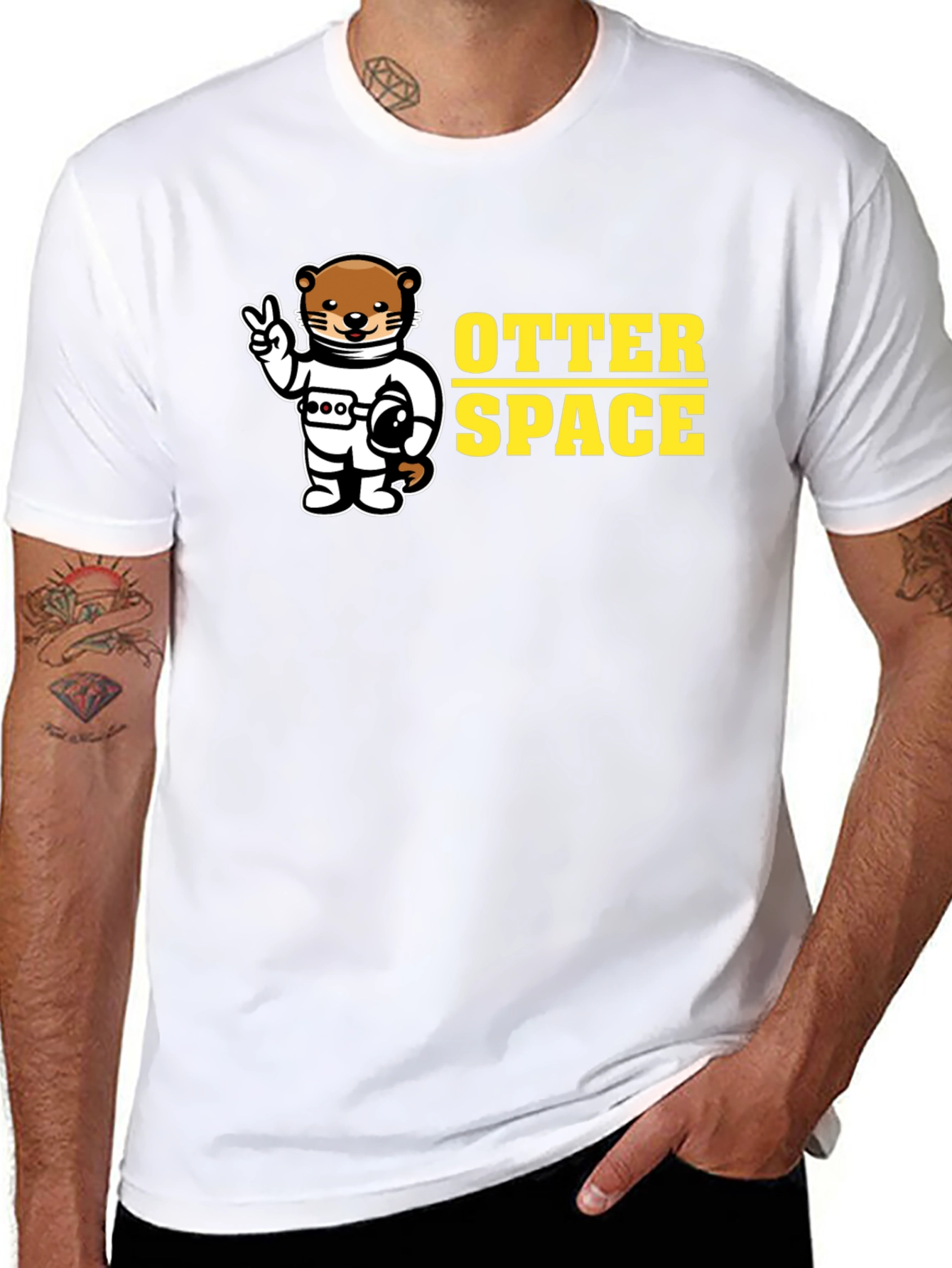 Black Otter Space Graphic T-Shirt - Black view 8