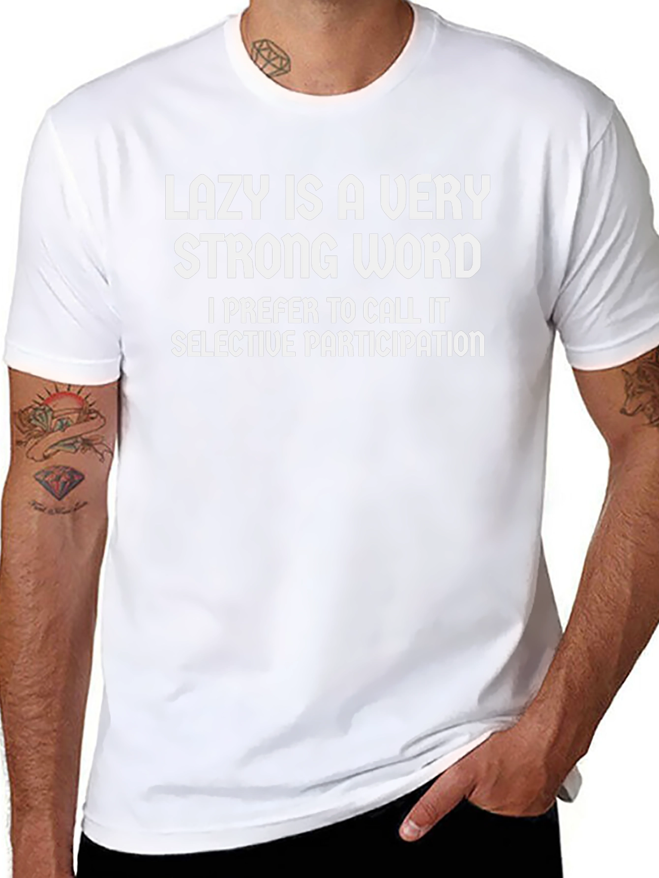 Black Lazy Is A Very Strong Word T-Shirt view 8