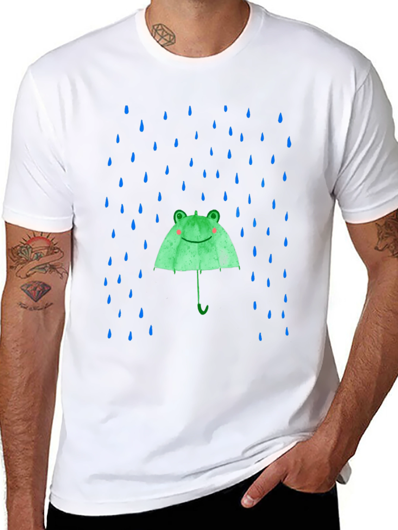 Black Frog Umbrella T-Shirt - Fun Rain Protection view 8