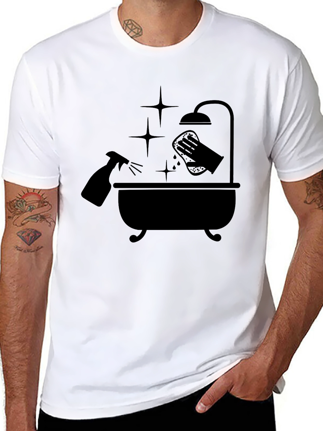 Black Cleaning Time T-Shirt view 8