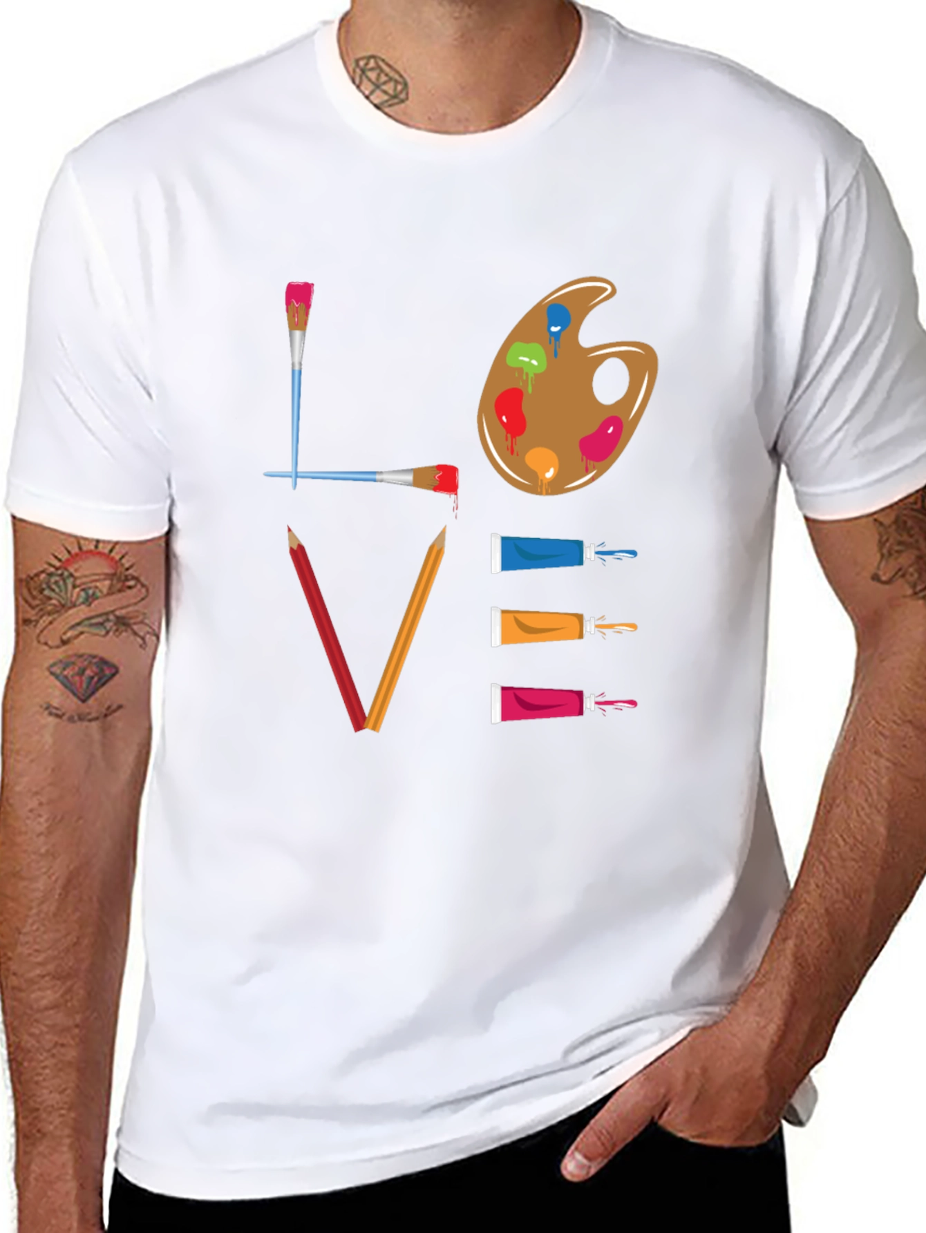 Black Love Art T-Shirt: Painter's Palette Design view 8