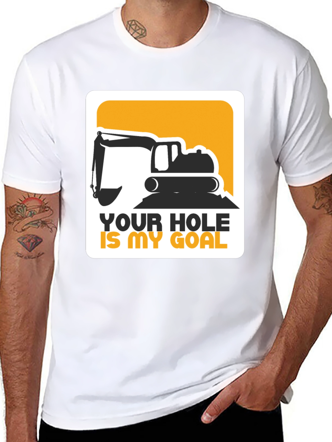 Black Your Hole Is My Goal Excavator T-Shirt view 8