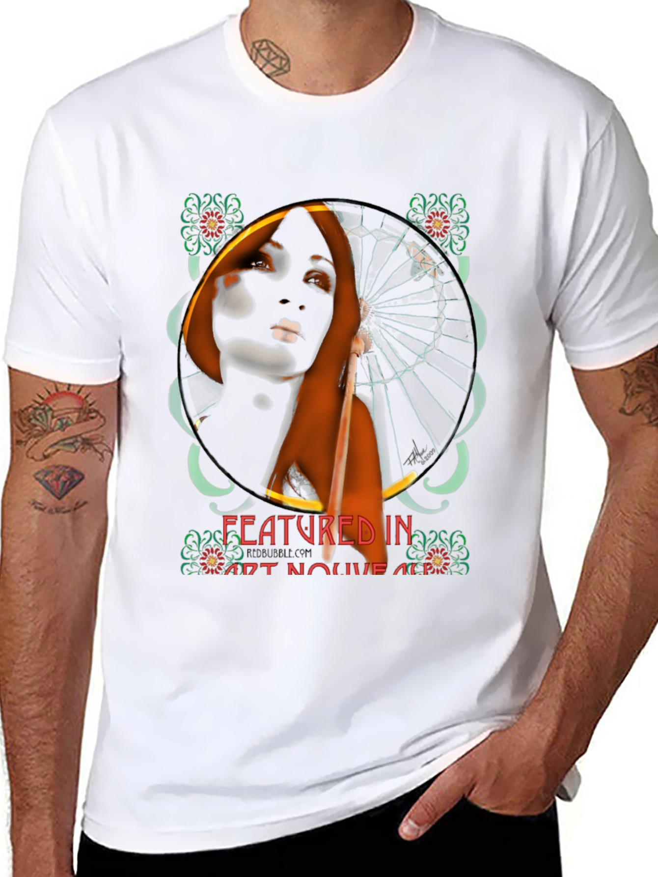 Black Art Nouveau Woman Graphic Tee view 8