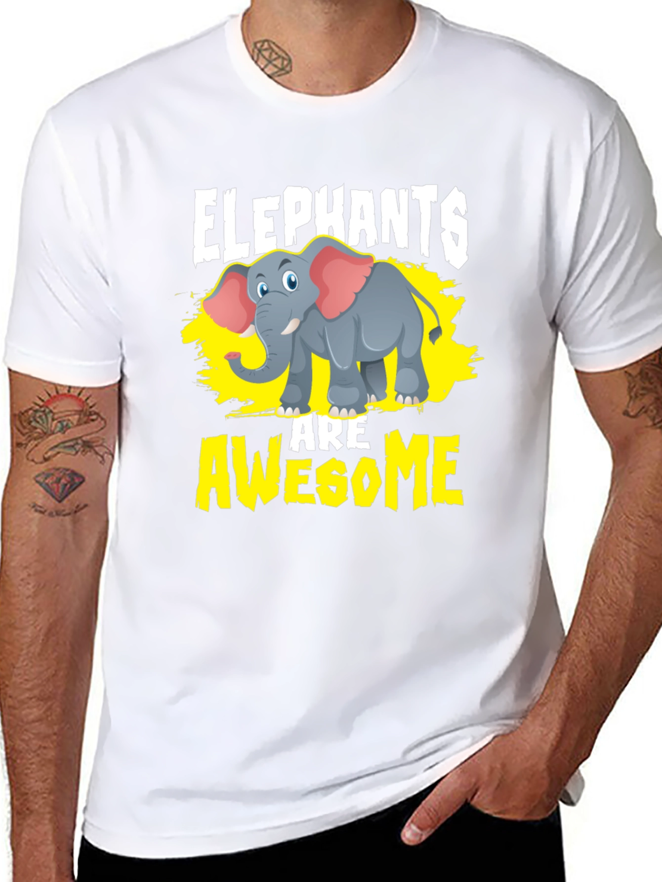 Black Elephants Are Awesome Graphic Tee - Black view 8