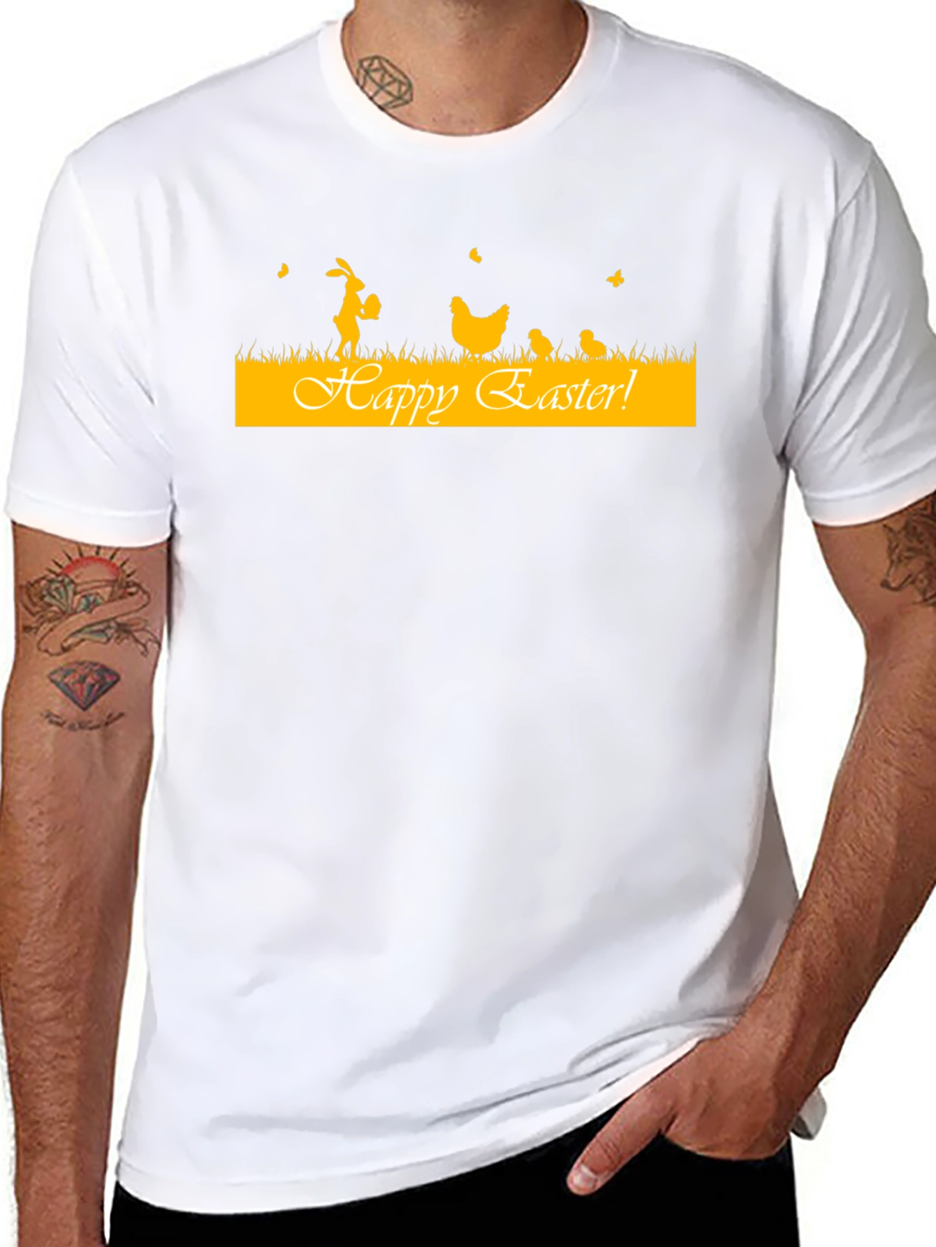 Camiseta Negra con Diseño de Pascua