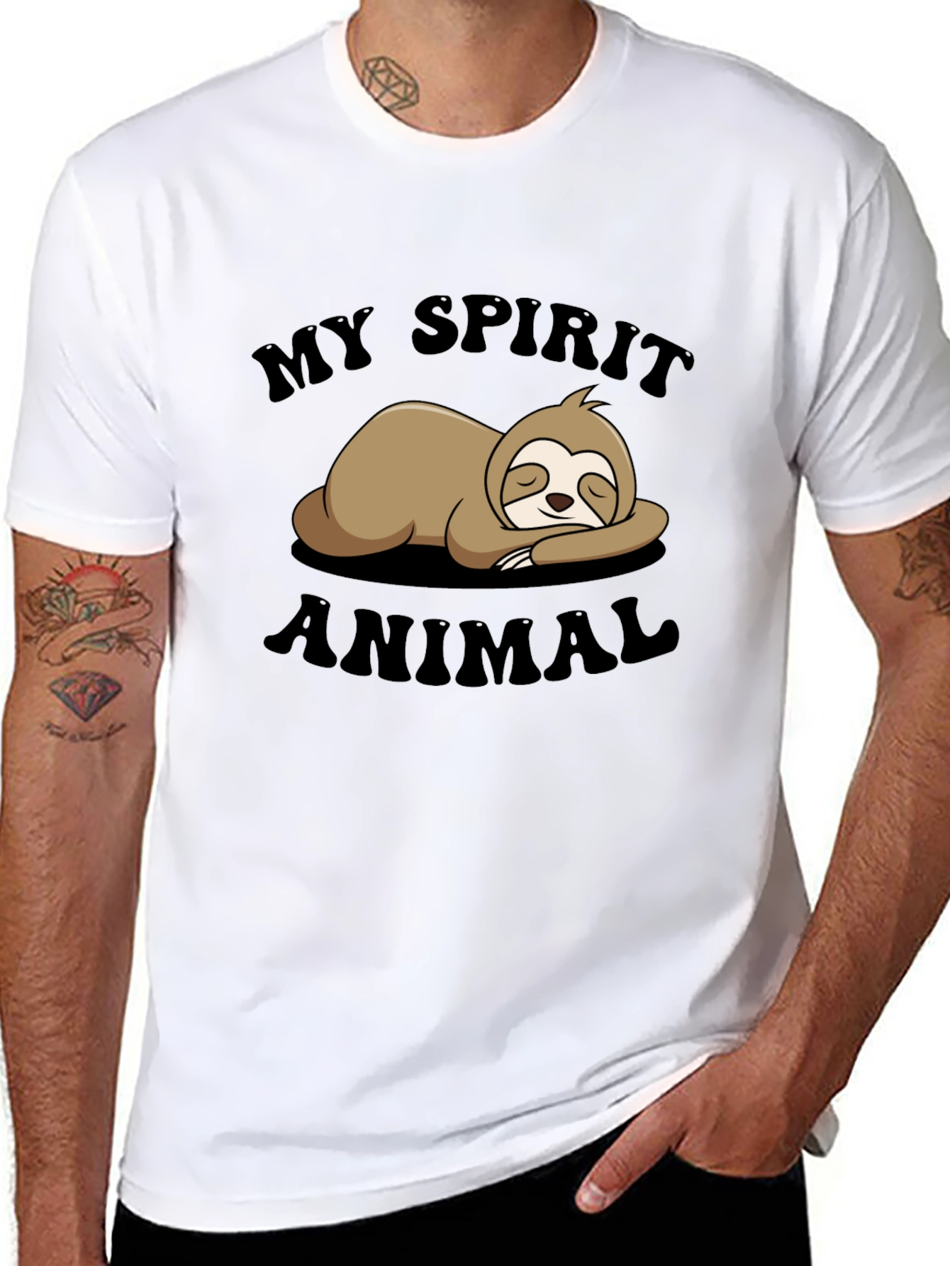 Black My Spirit Animal Sloth Graphic Tee view 8