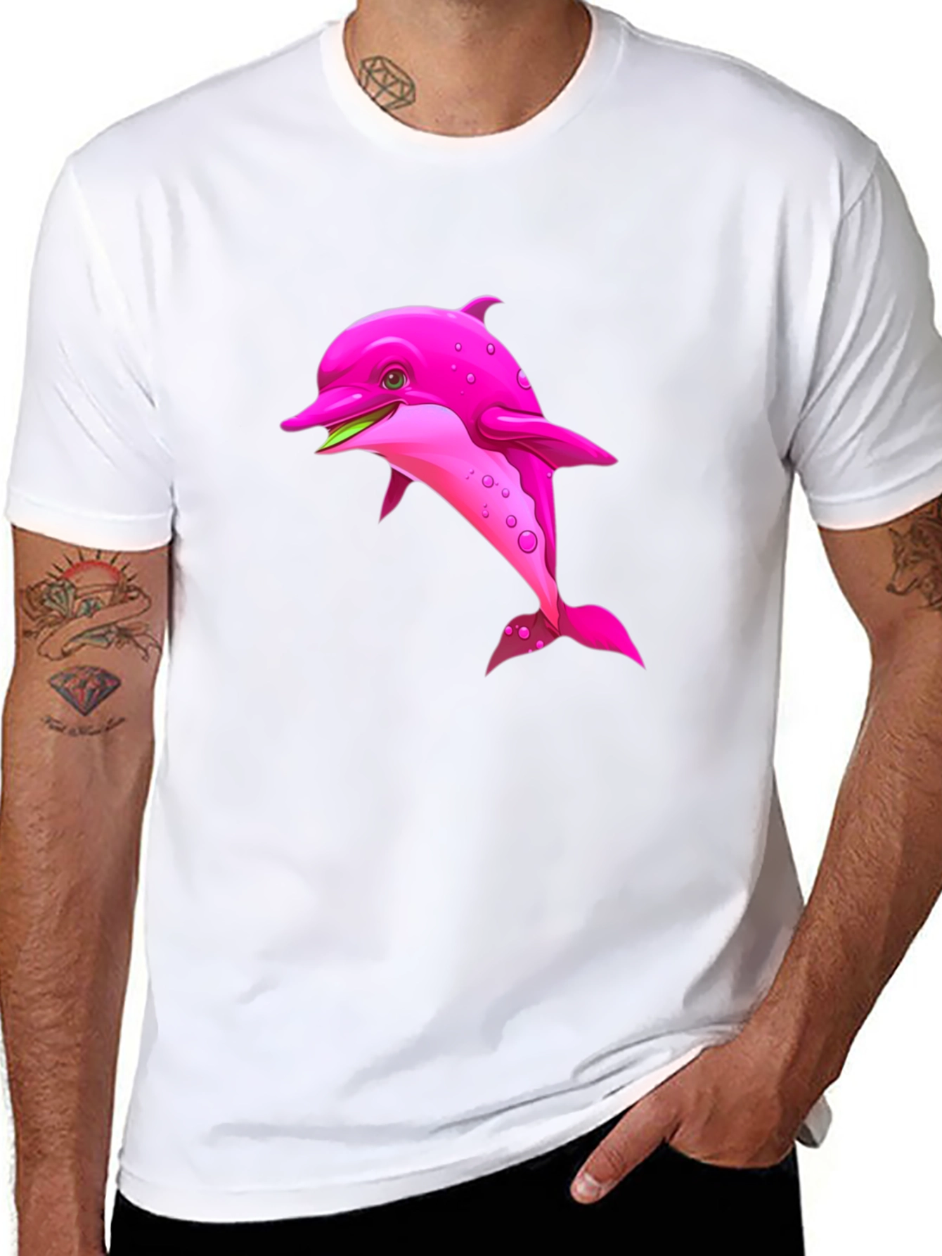 Black Pink Dolphin Graphic Black T-Shirt view 8
