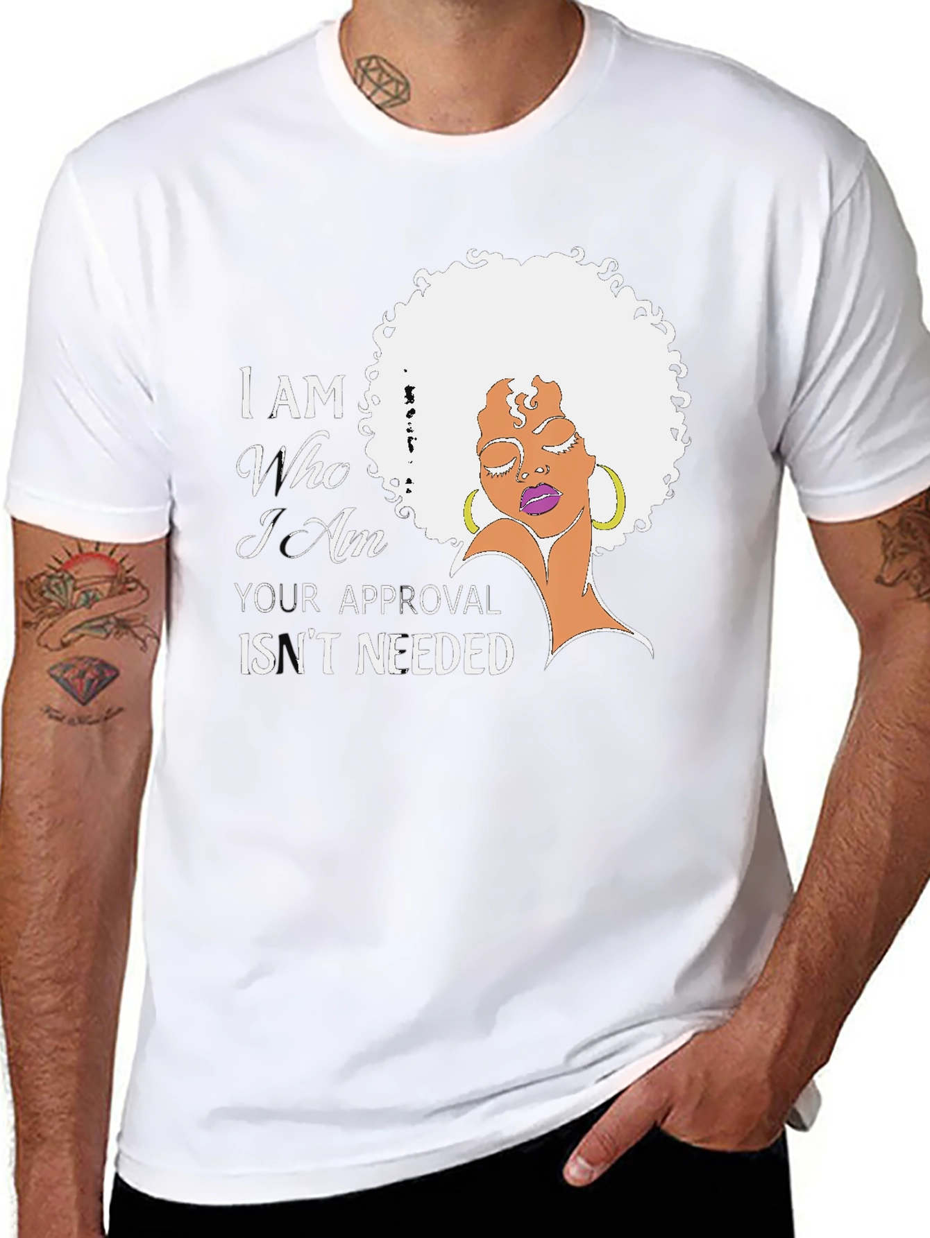 Black Empowered Woman Graphic Tee - "I Am Who I Am" view 8