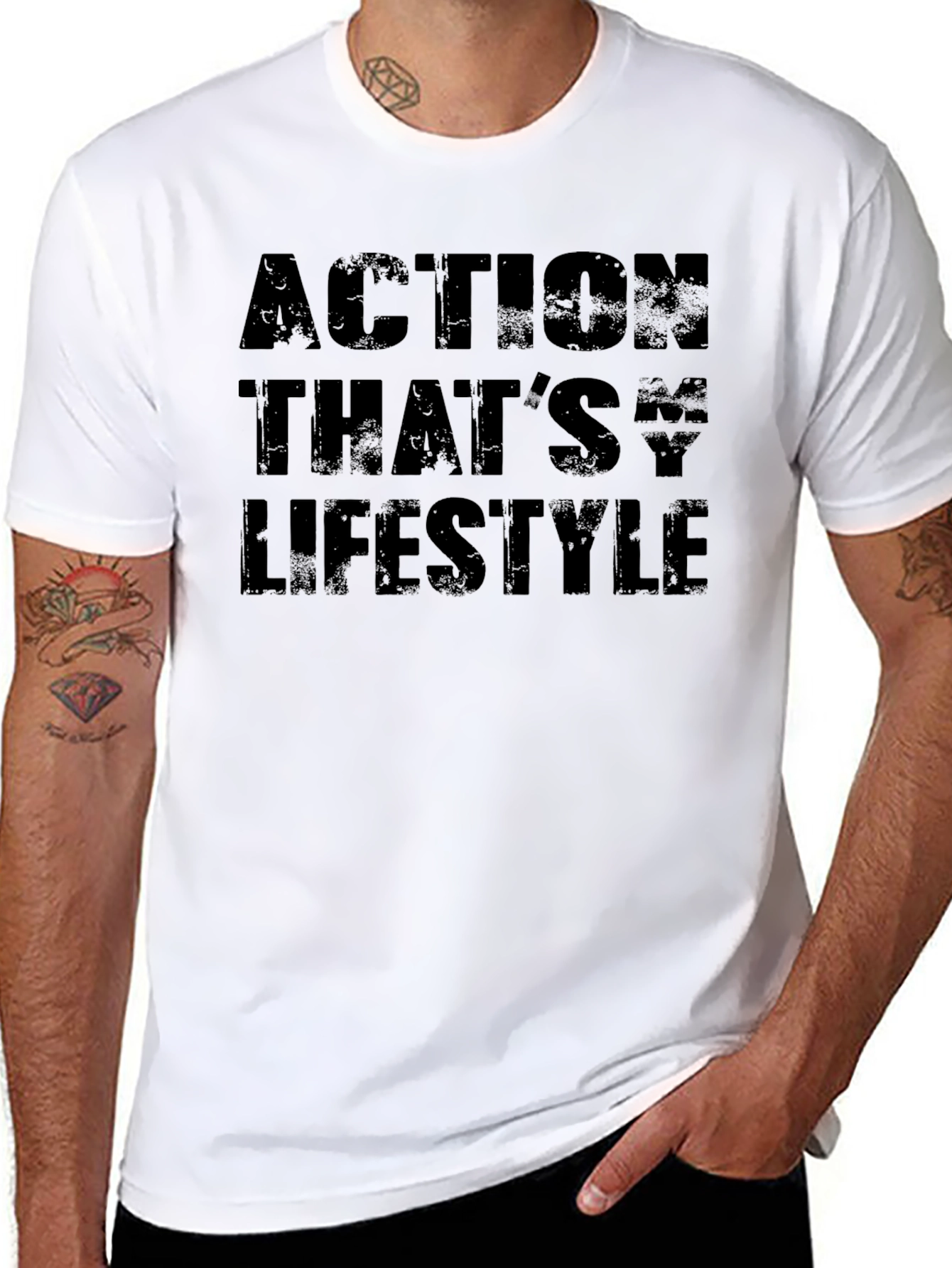 Black Action Lifestyle Black Graphic Tee view 8