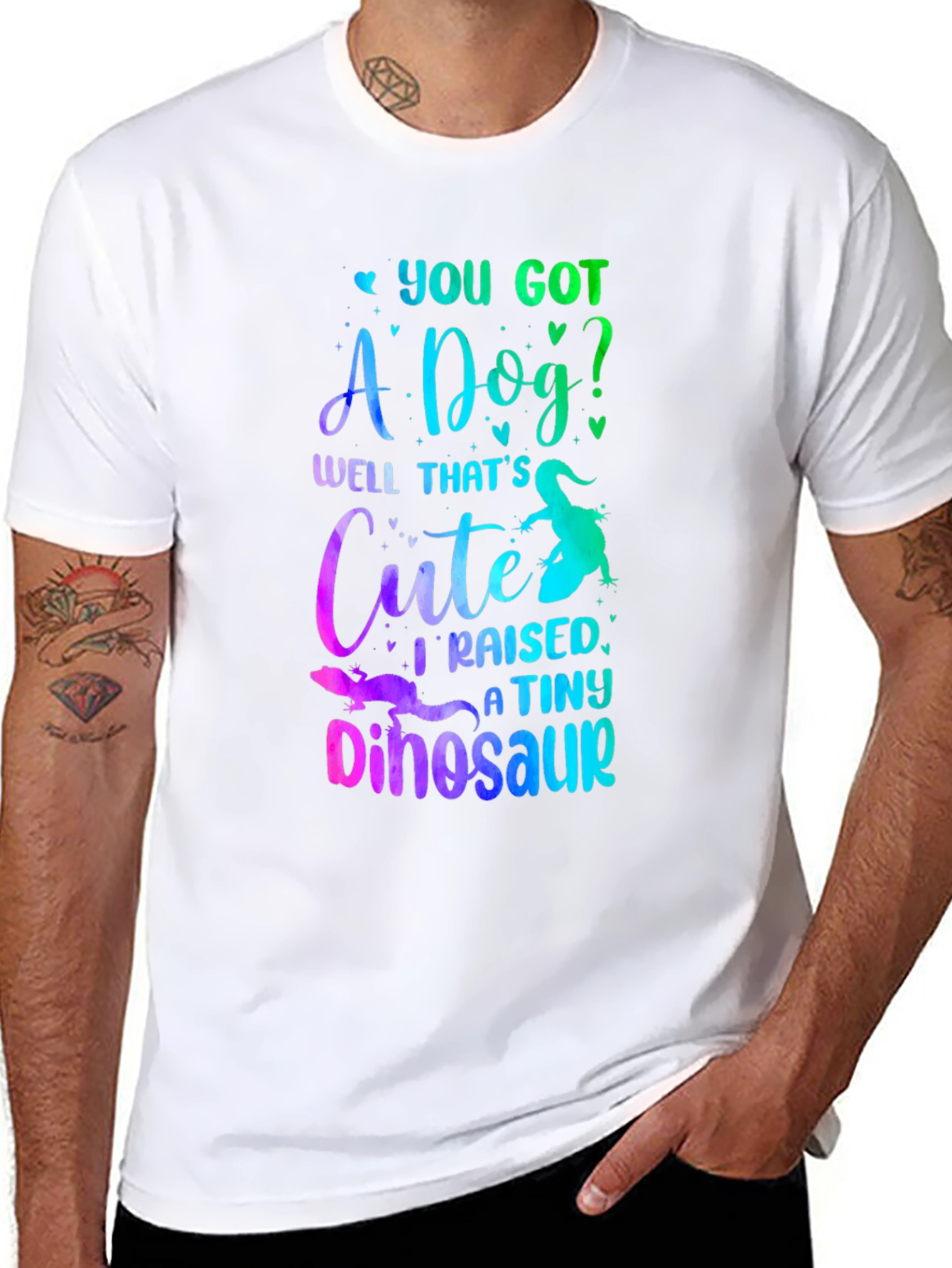 Black Funny Lizard Owner T-Shirt: I Raised a Tiny Dinosaur view 8