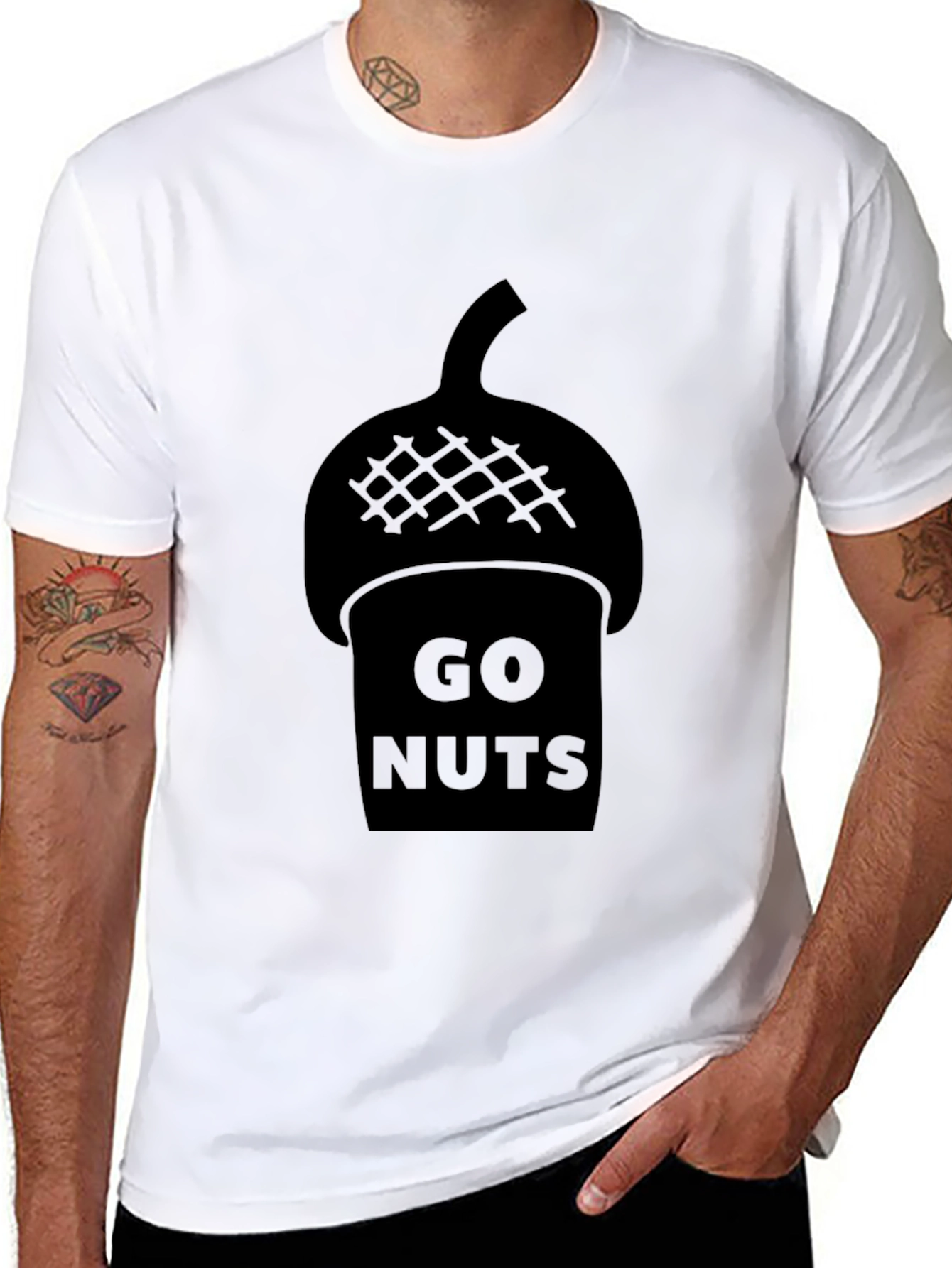 Black Go Nuts Acorn Graphic T-Shirt view 8