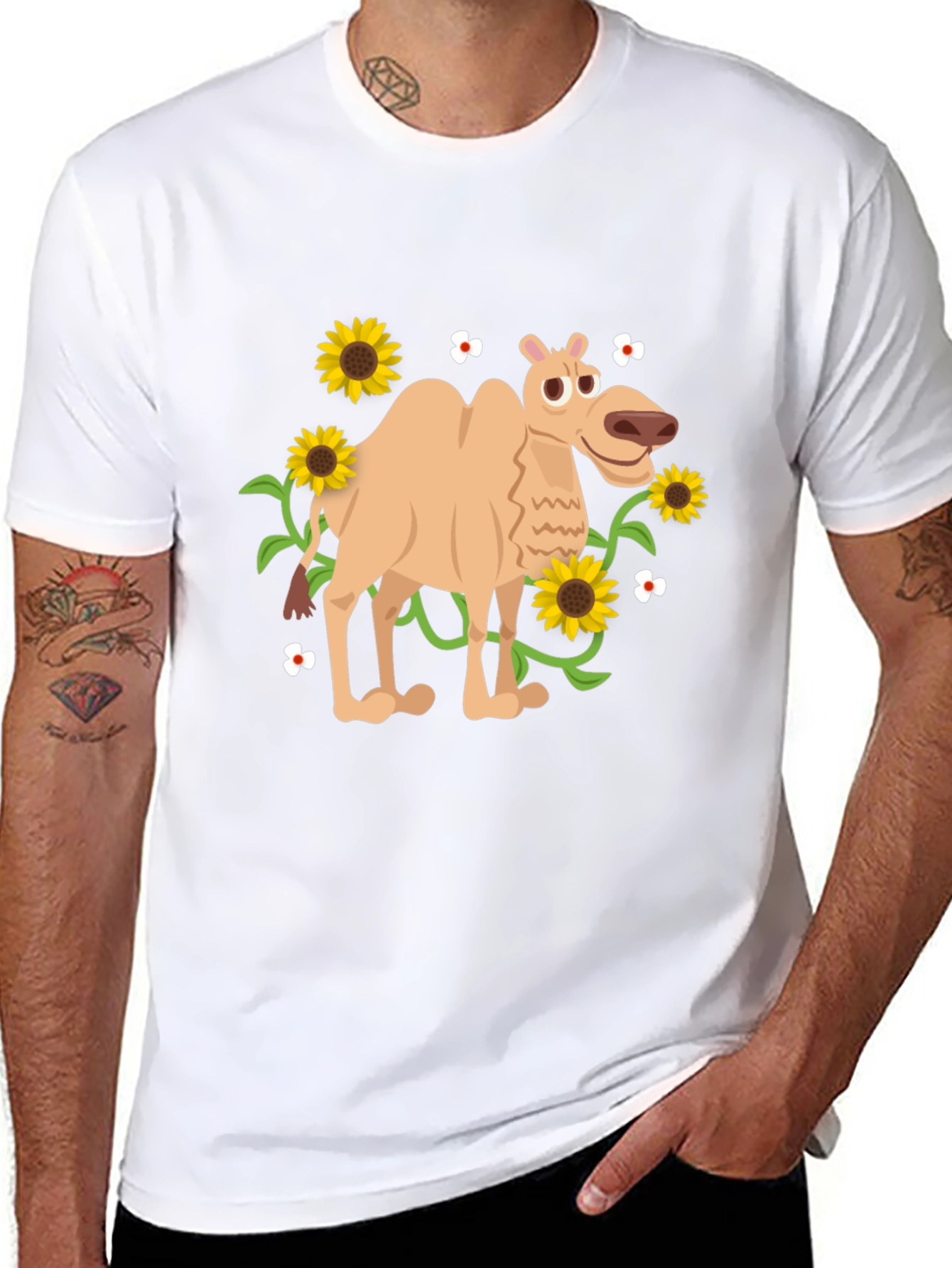 Black Camel and Sunflowers Graphic Tee view 8