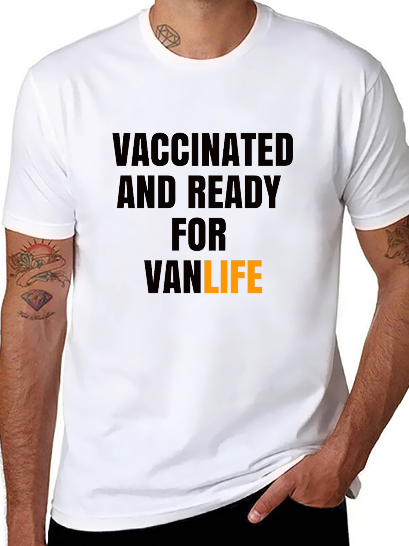 Black Vaccinated Van Life T-Shirt - Black view 8