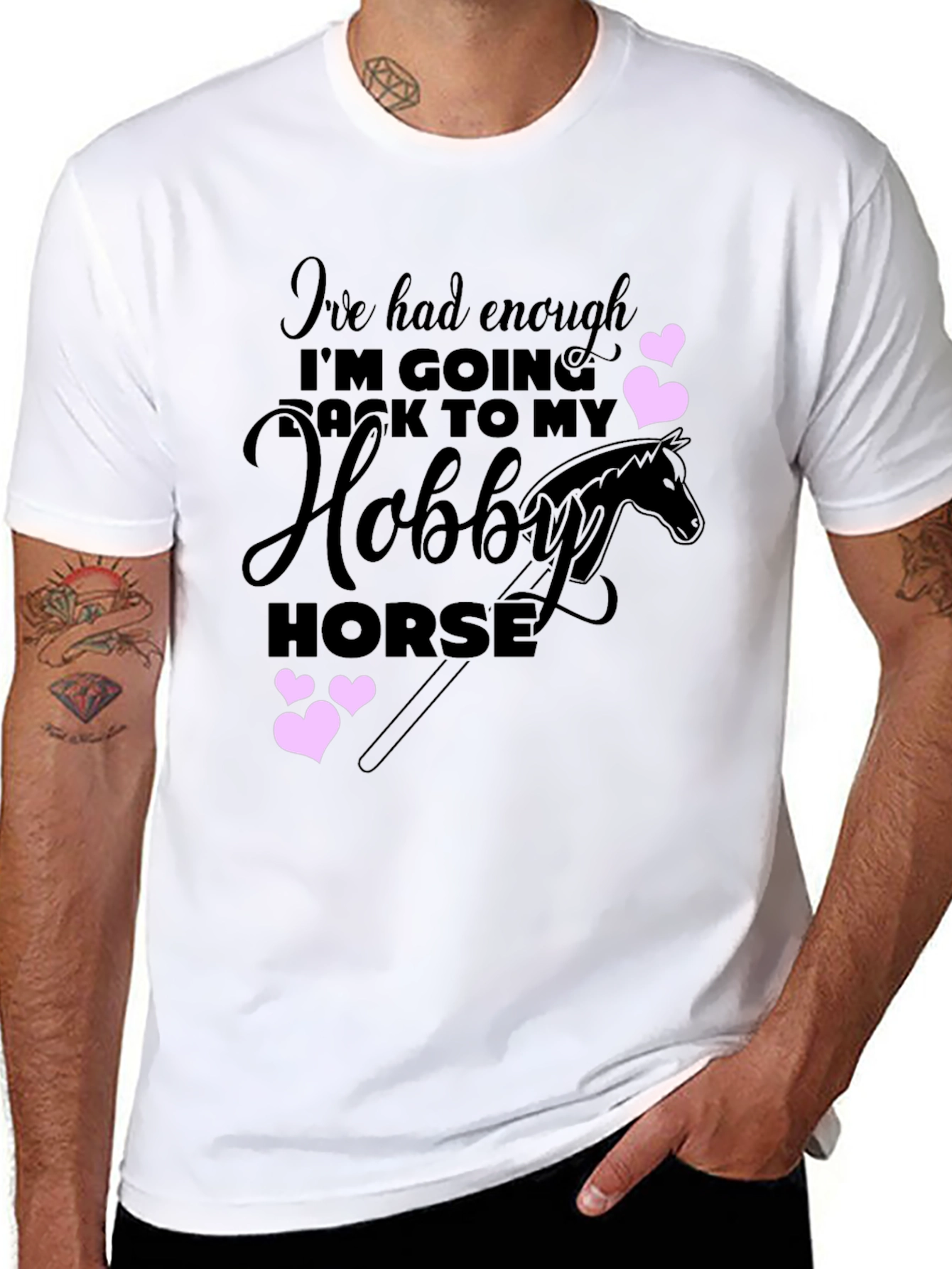 Black Hobby Horse T-Shirt - Enough, Going Back to My Hobby Horse view 8