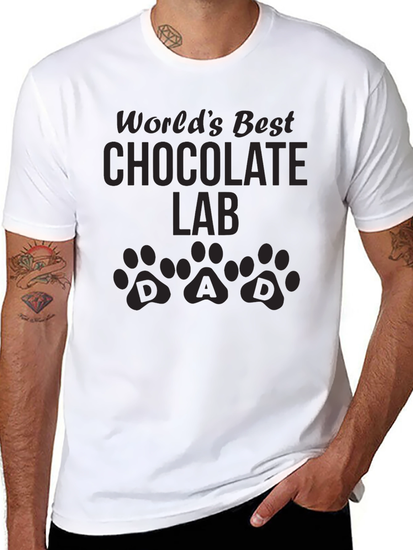 Black World's Best Chocolate Lab Dad T-Shirt view 8