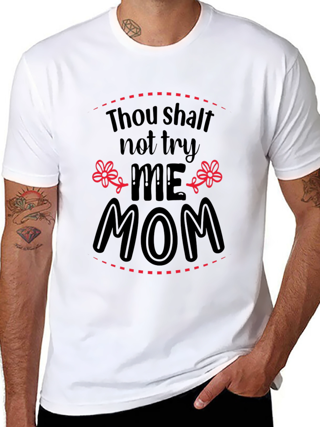 Black Thou Shalt Not Try Me Mom Black Tee view 8