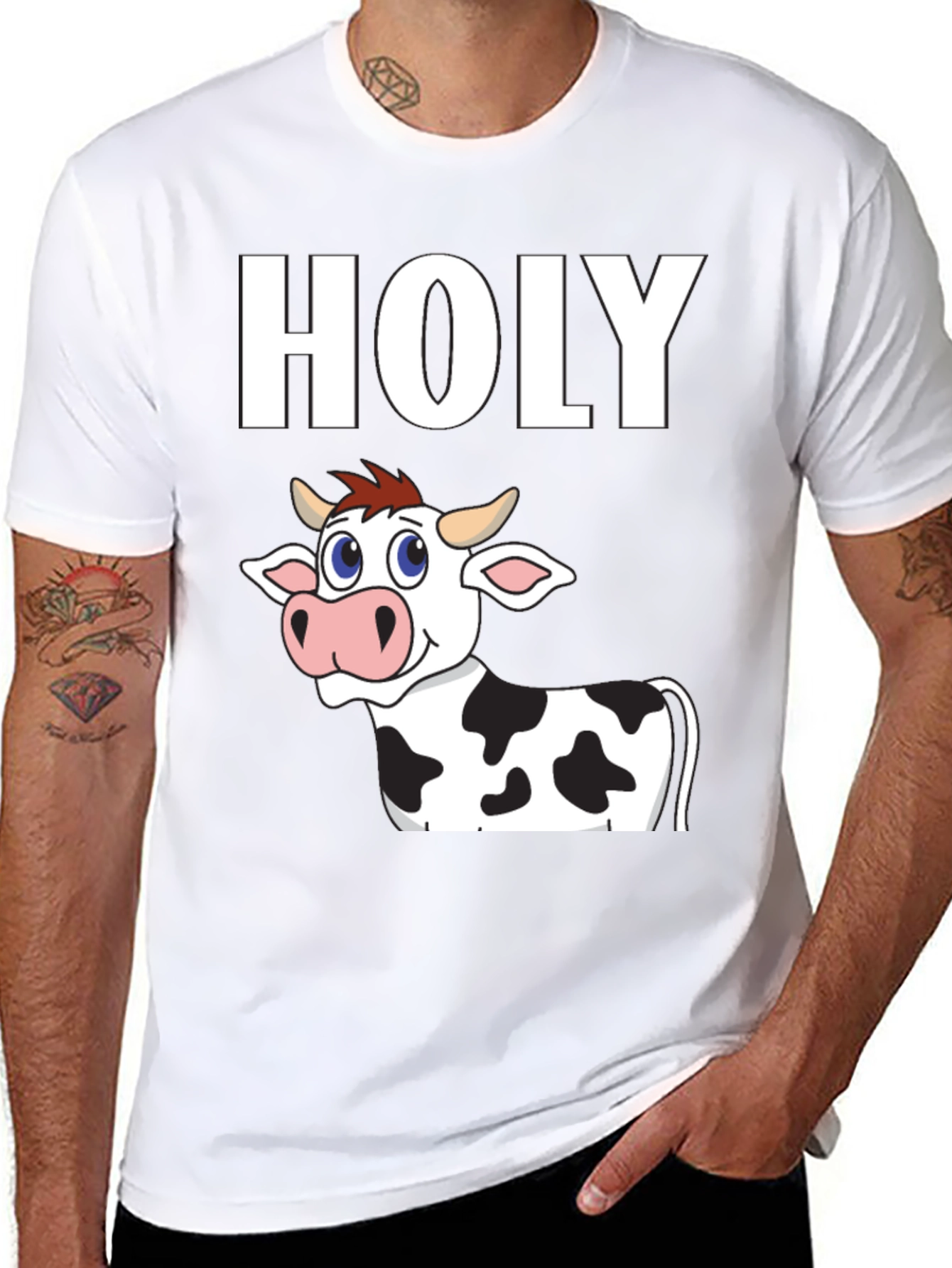 Black Holy Cow T-Shirt - Funny Cartoon Animal Tee view 8