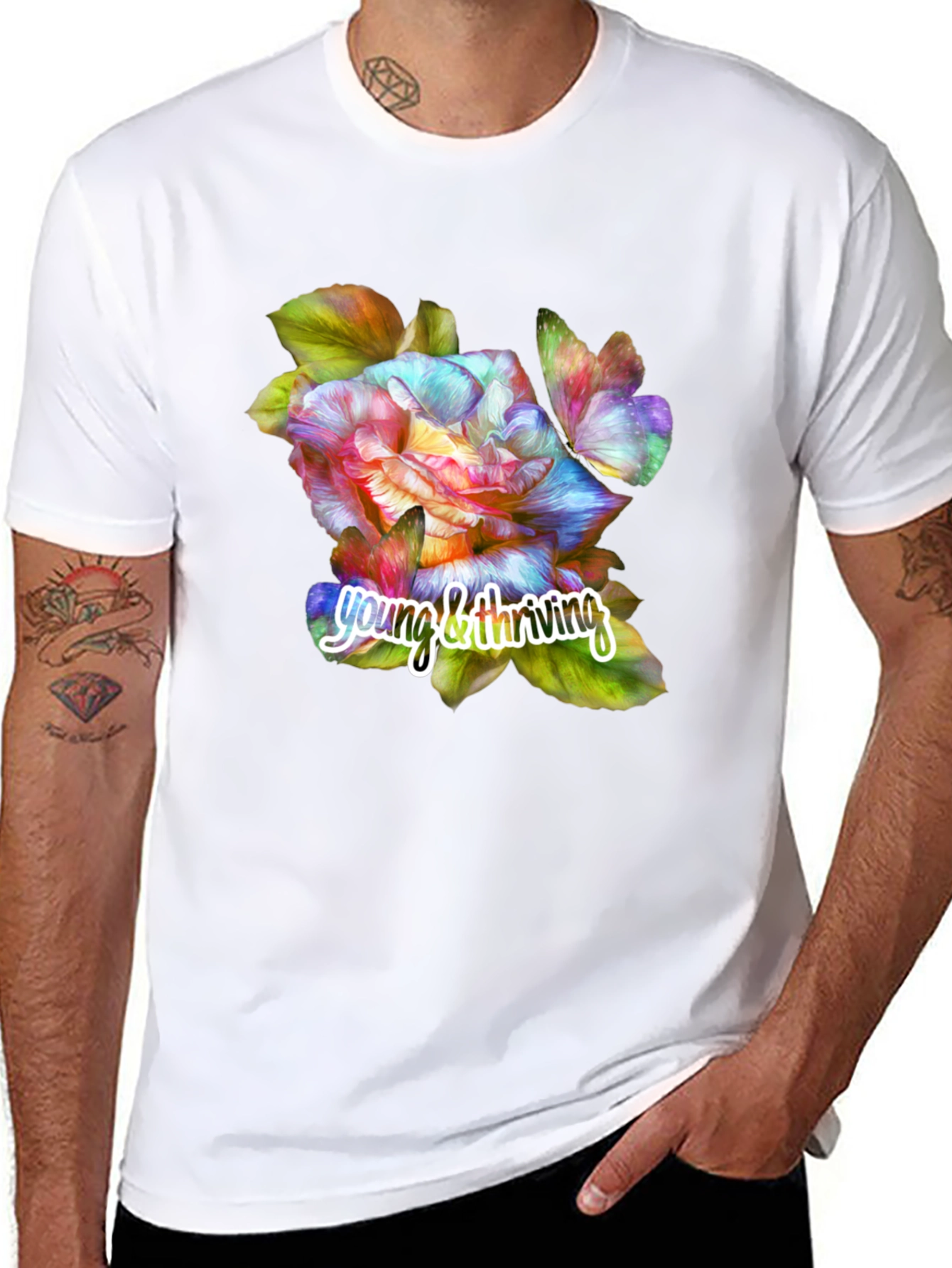 Black Young & Thriving Floral Graphic T-Shirt view 8