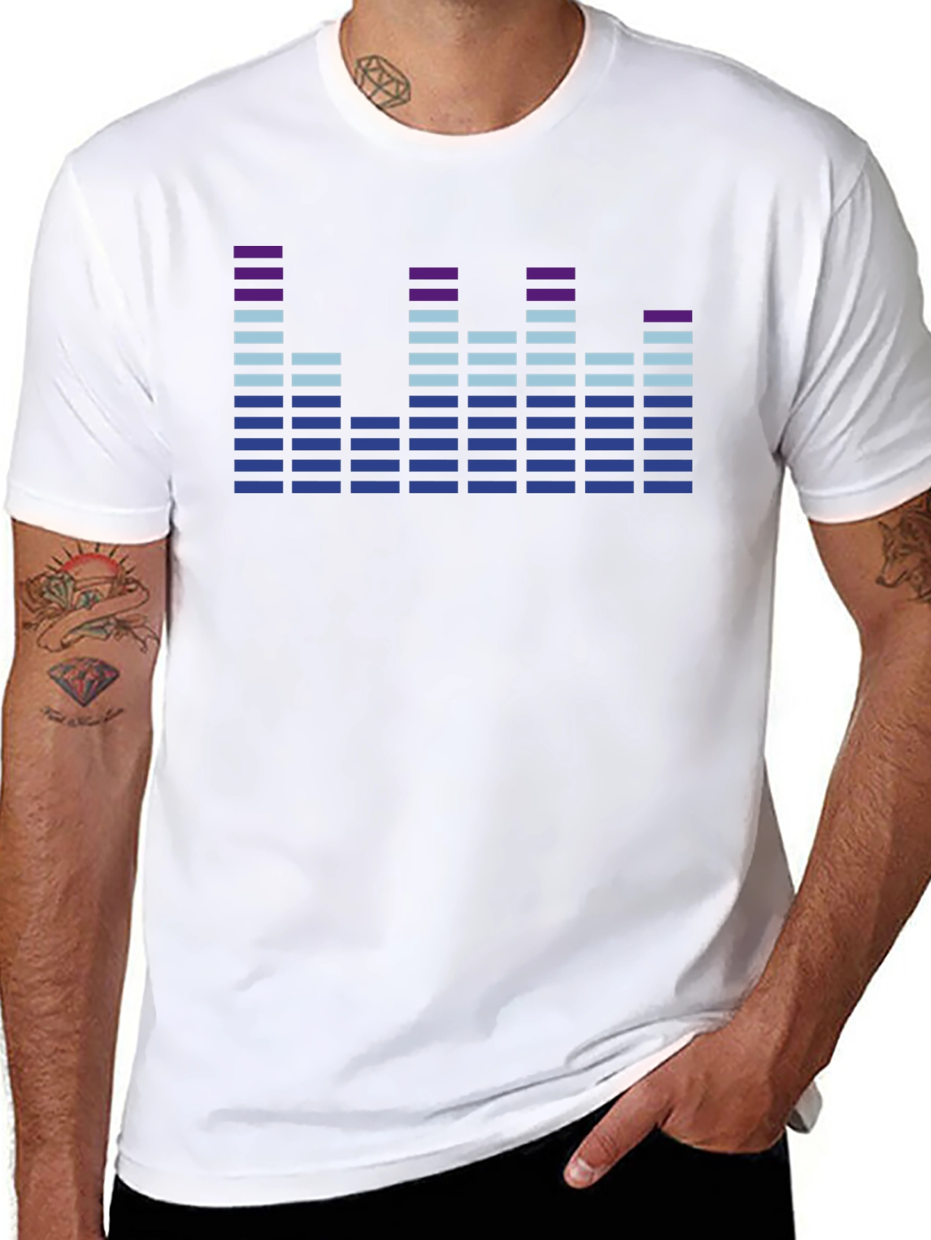 Black Sound Wave Graphic Tee - Modern Music Lover T-Shirt view 8