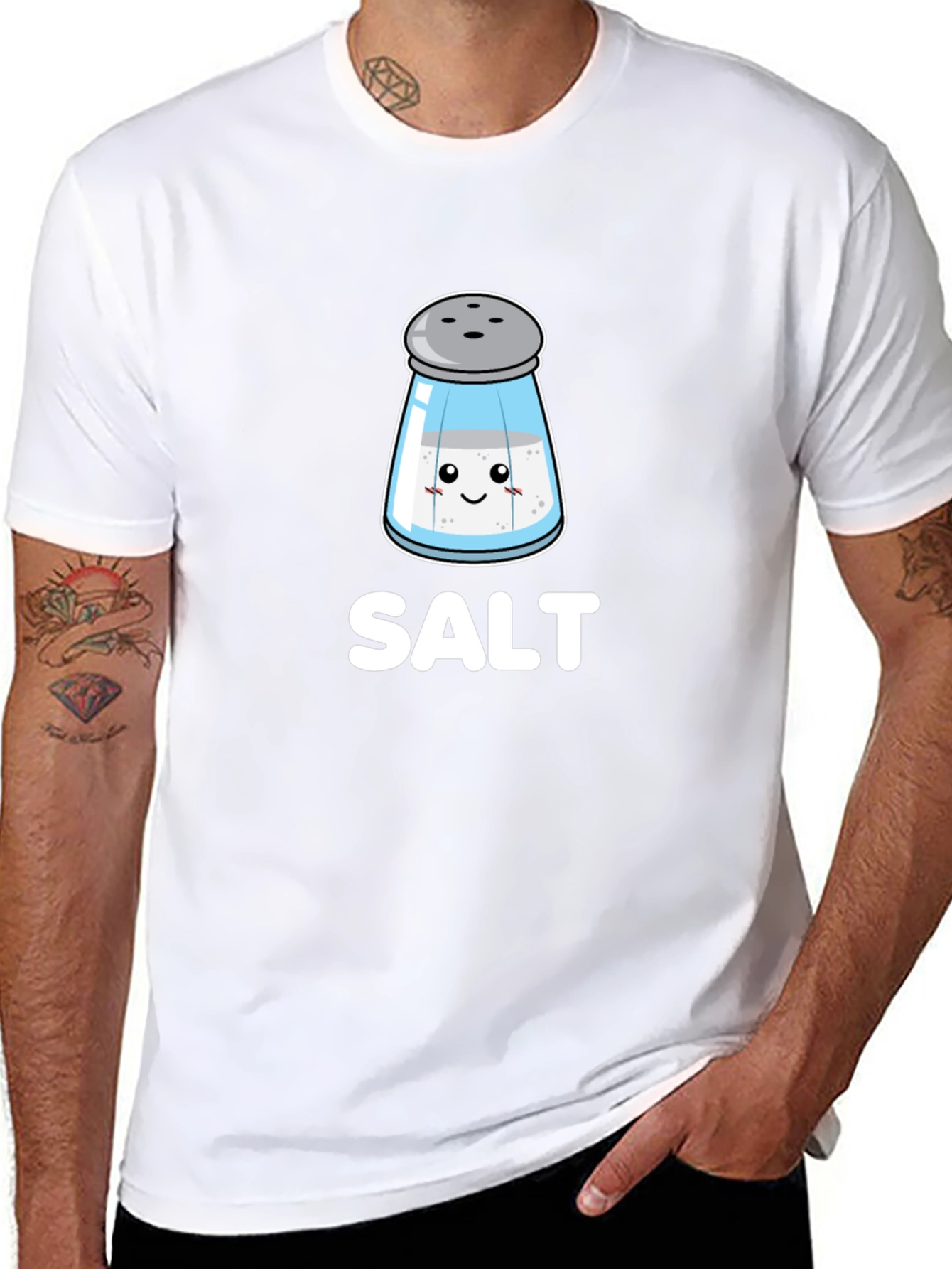 Black Cute Salt Shaker Graphic Tee - Black Cotton view 8