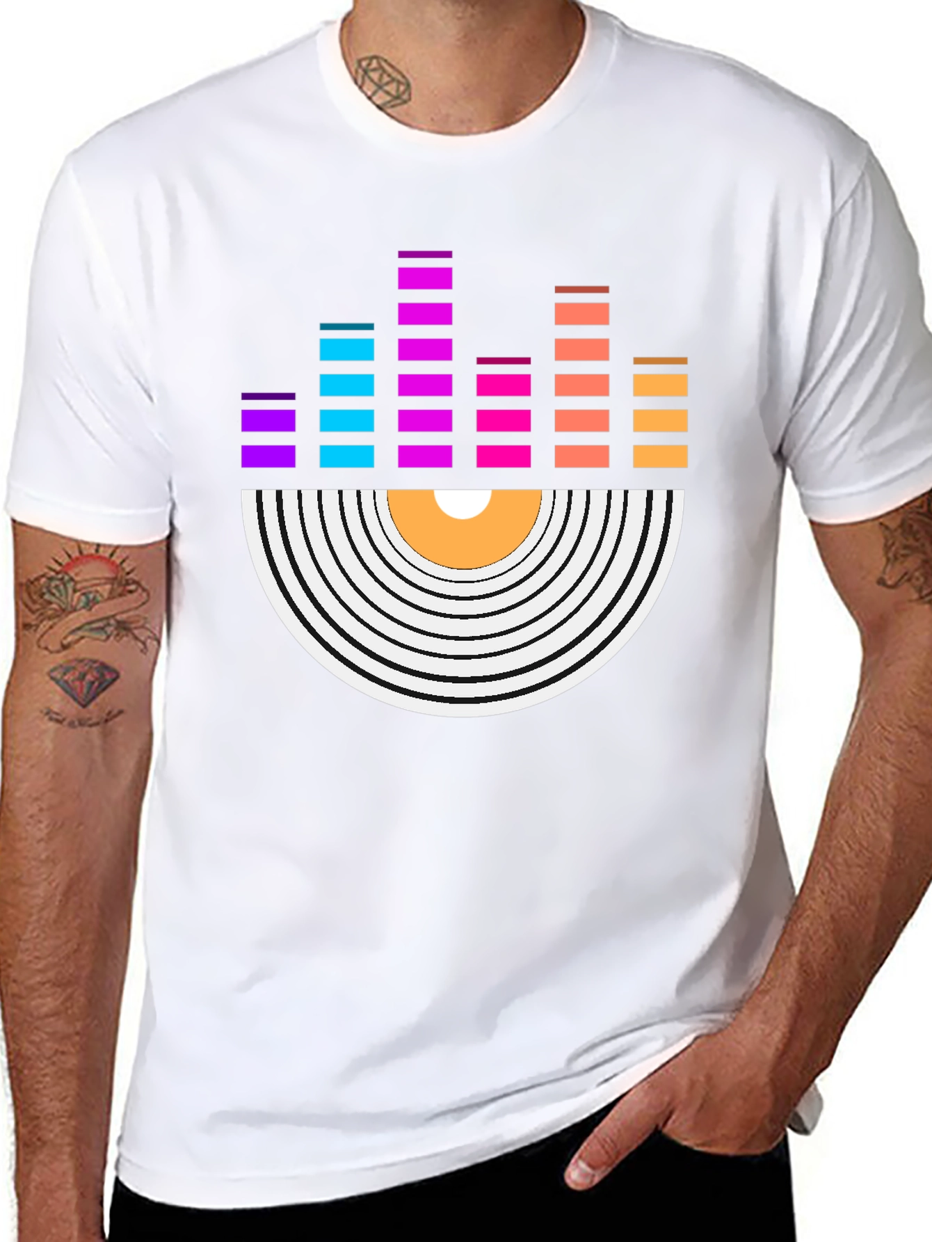 Vinyl Record Equalizer Graphic Tee - Retro Music Shirt - 8