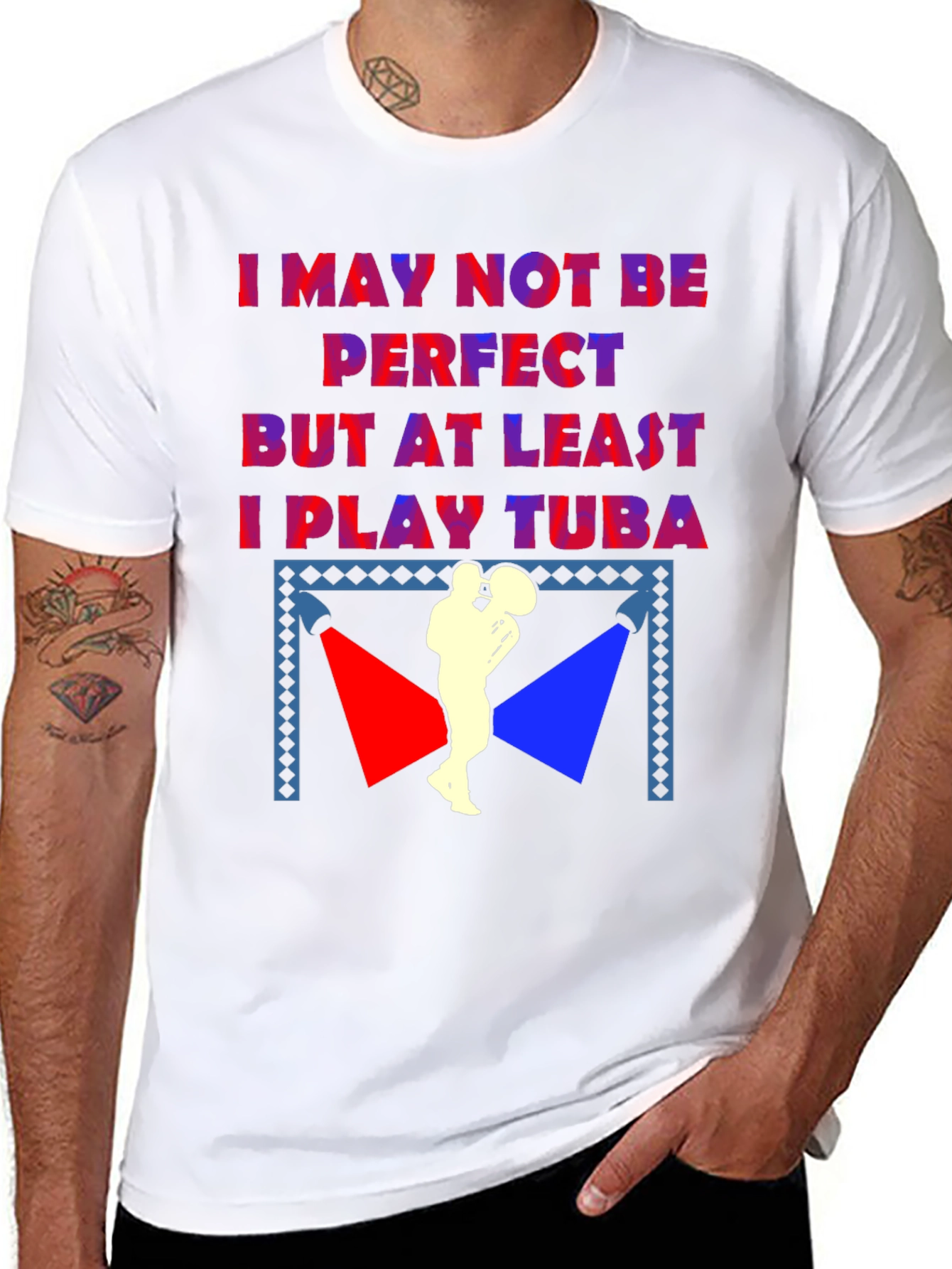 Black Tuba Player Graphic Tee - Musician Novelty Shirt view 8