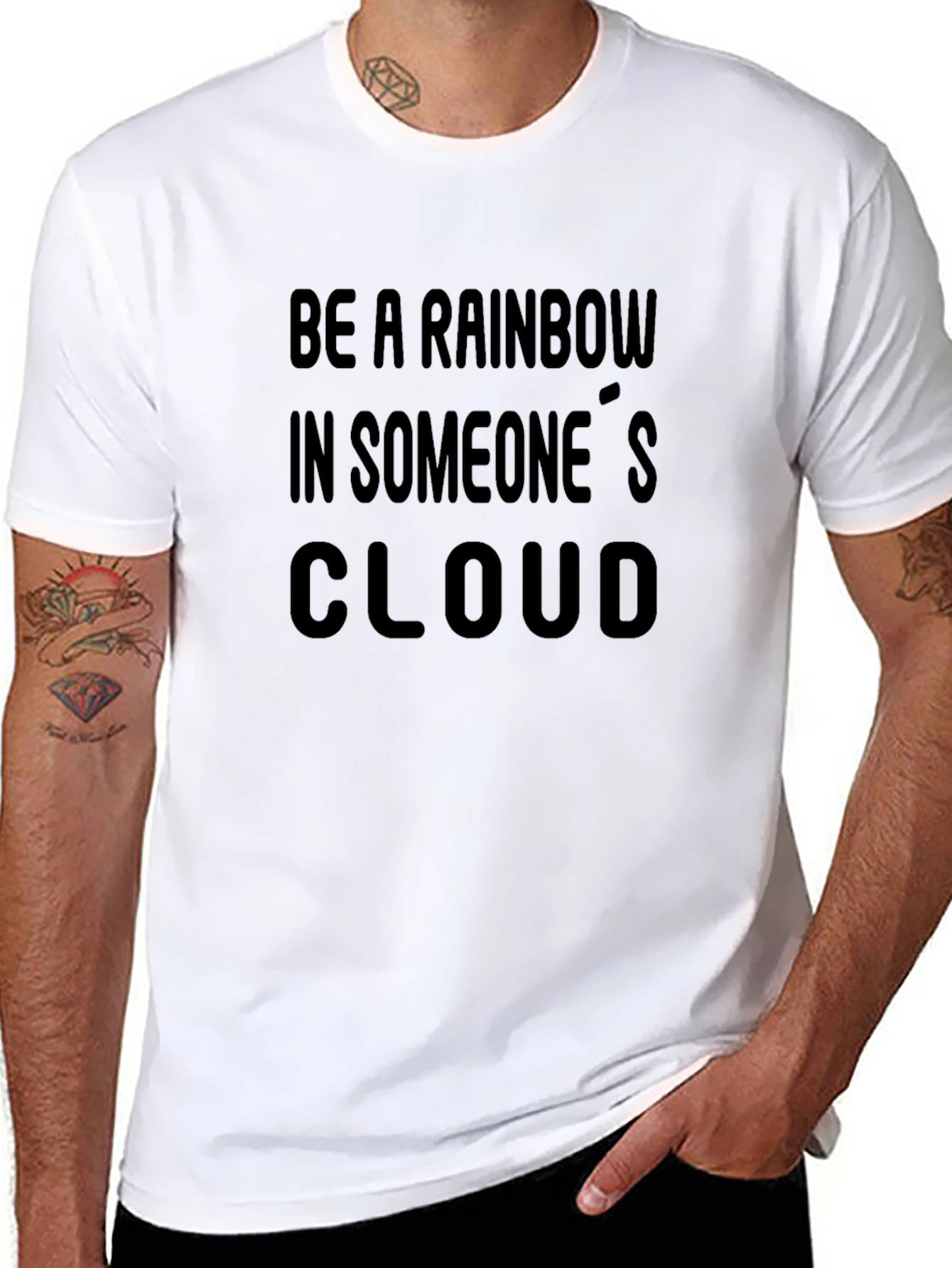 Black Be a Rainbow Black Graphic T-Shirt view 8