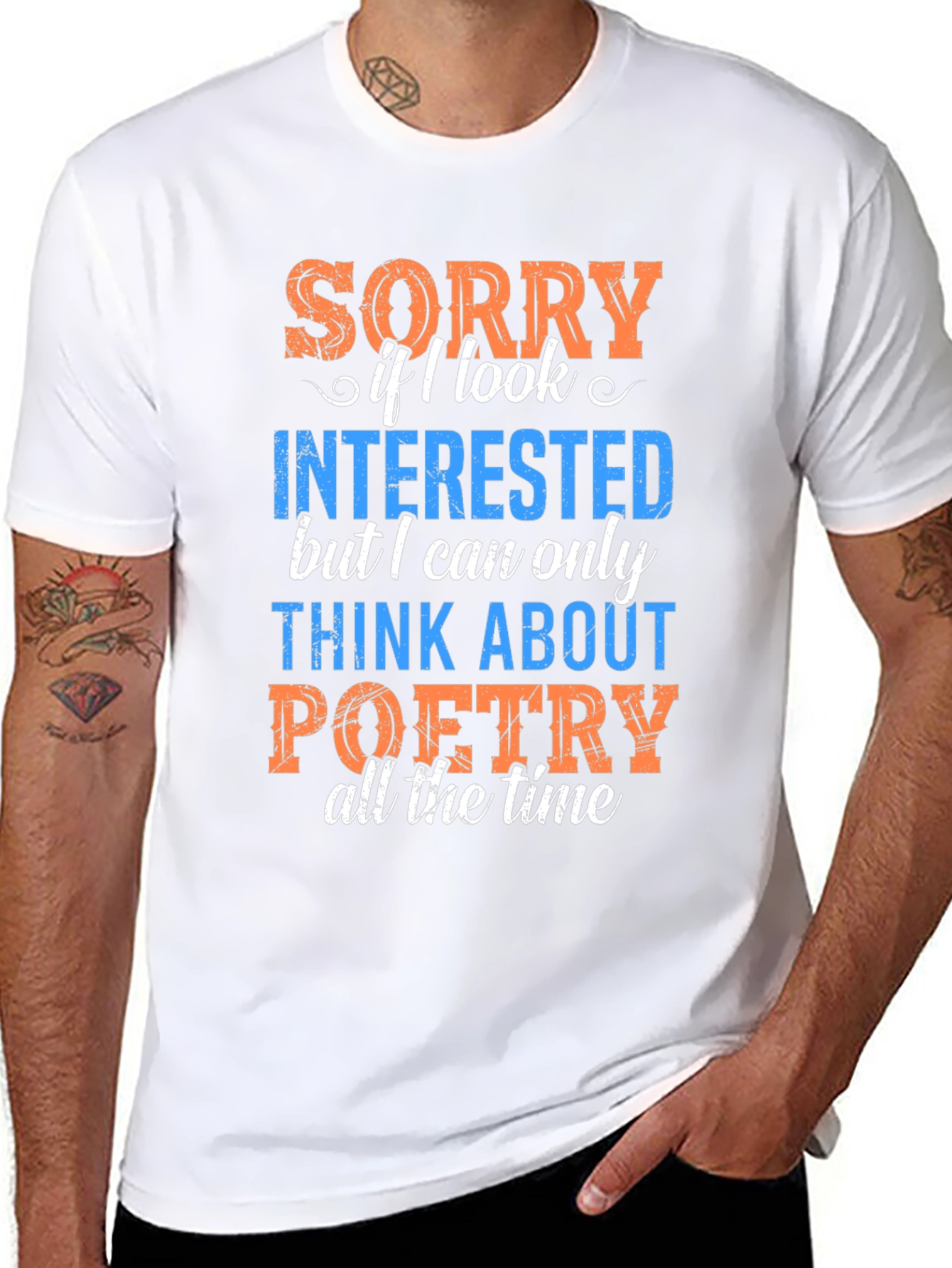 Black Poetry T-Shirt - Sorry If I Look Interested Funny Tee view 8