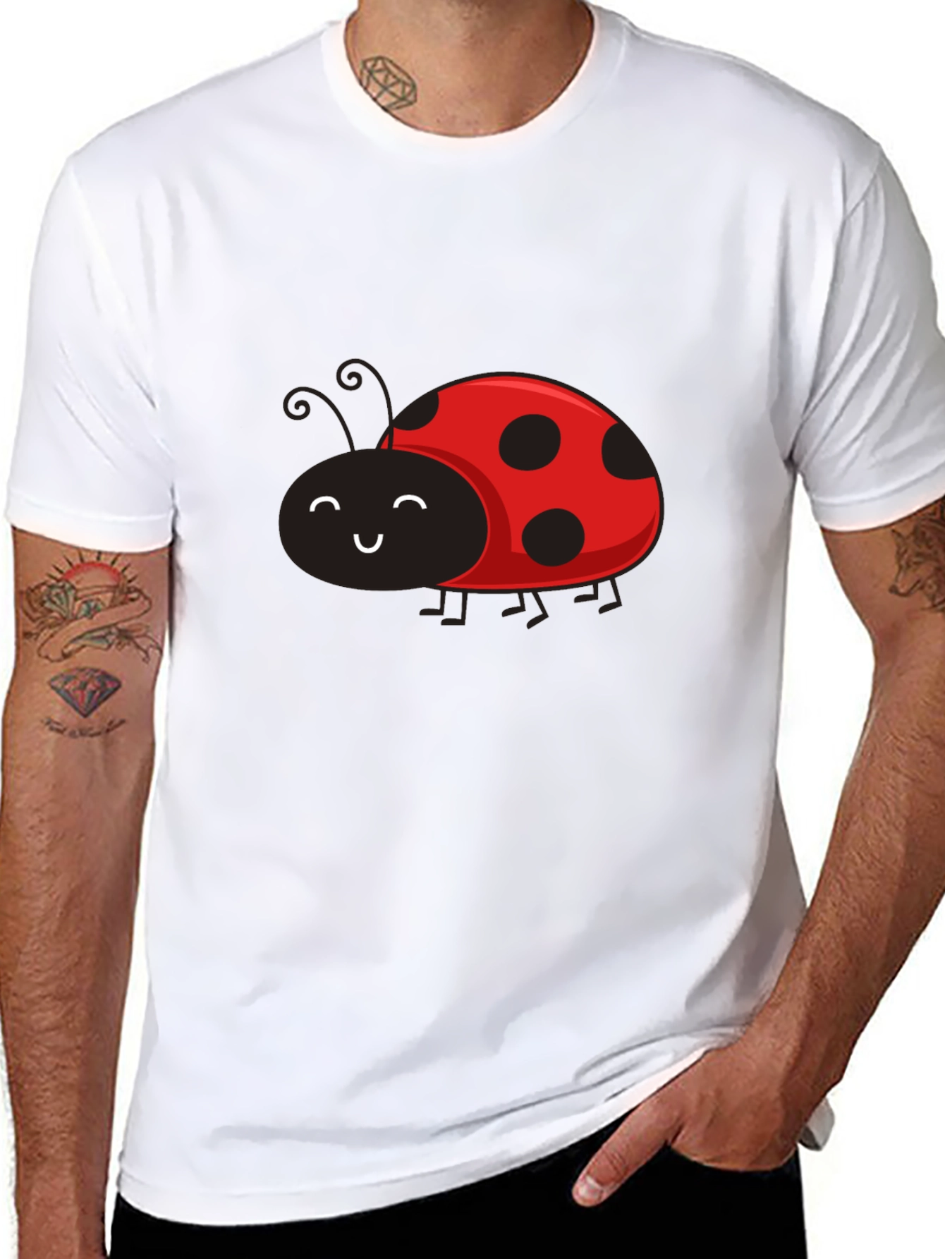 Black Ladybug Graphic Tee - Soft Cotton Blend view 8