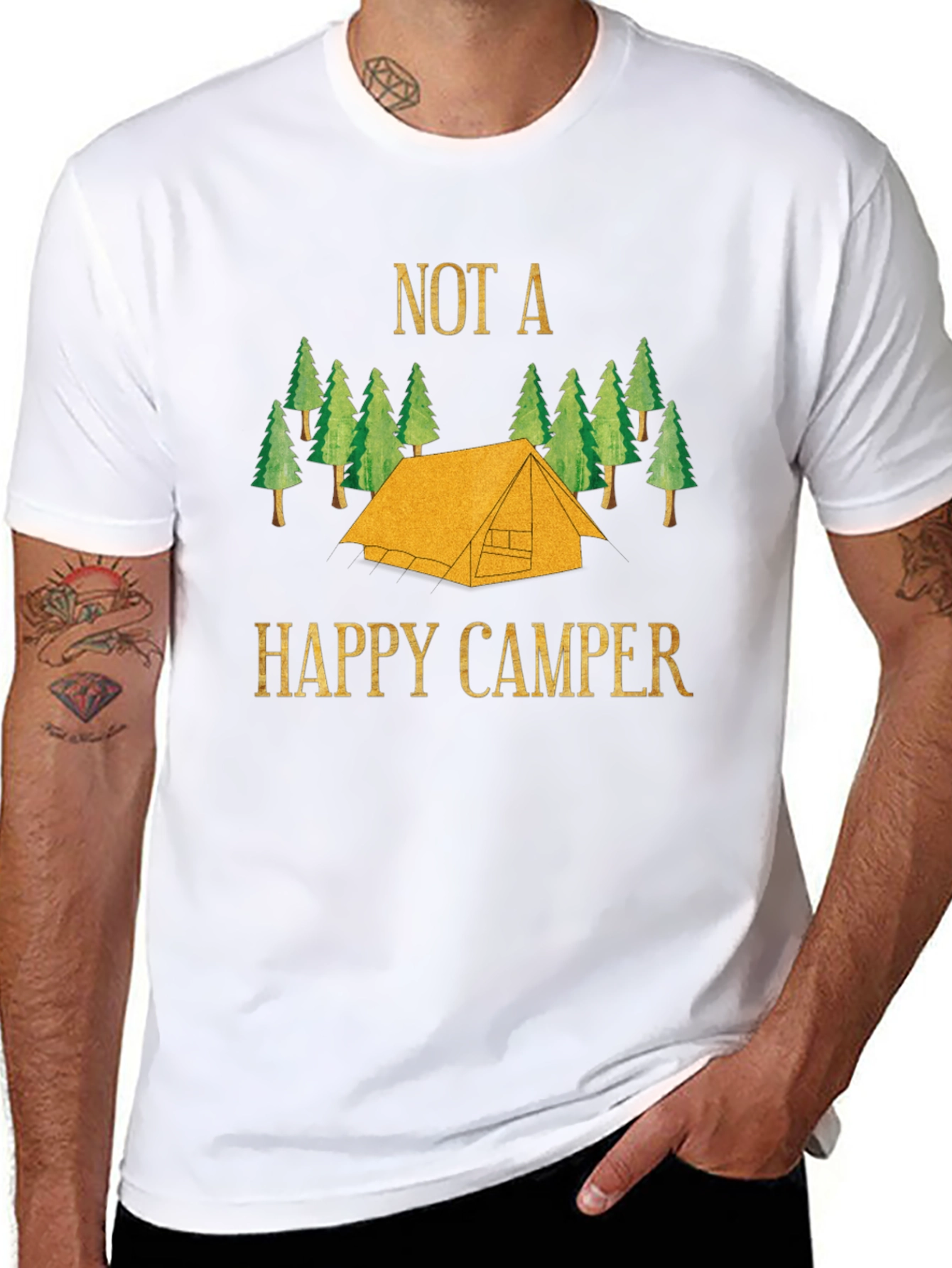 Black Not a Happy Camper Graphic Tee - Black Cotton view 8