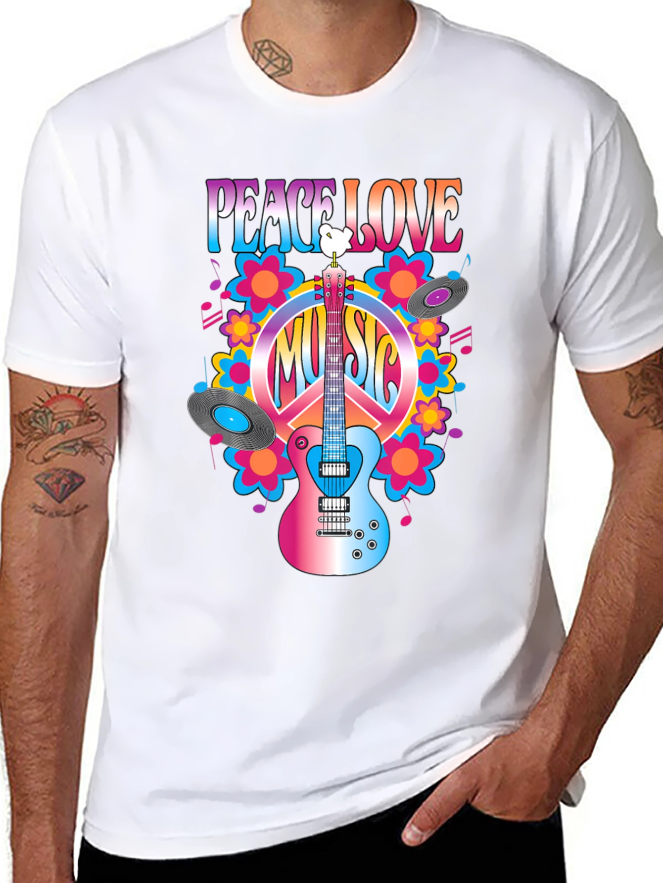 Black Peace Love Music T-Shirt view 8