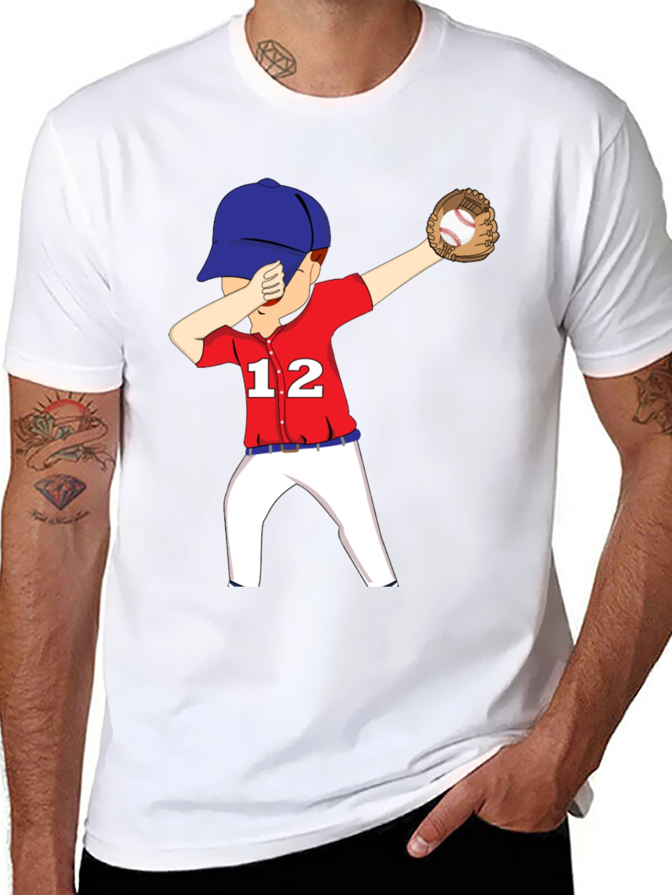 Black Dabbing Baseball Player Graphic T-Shirt view 8